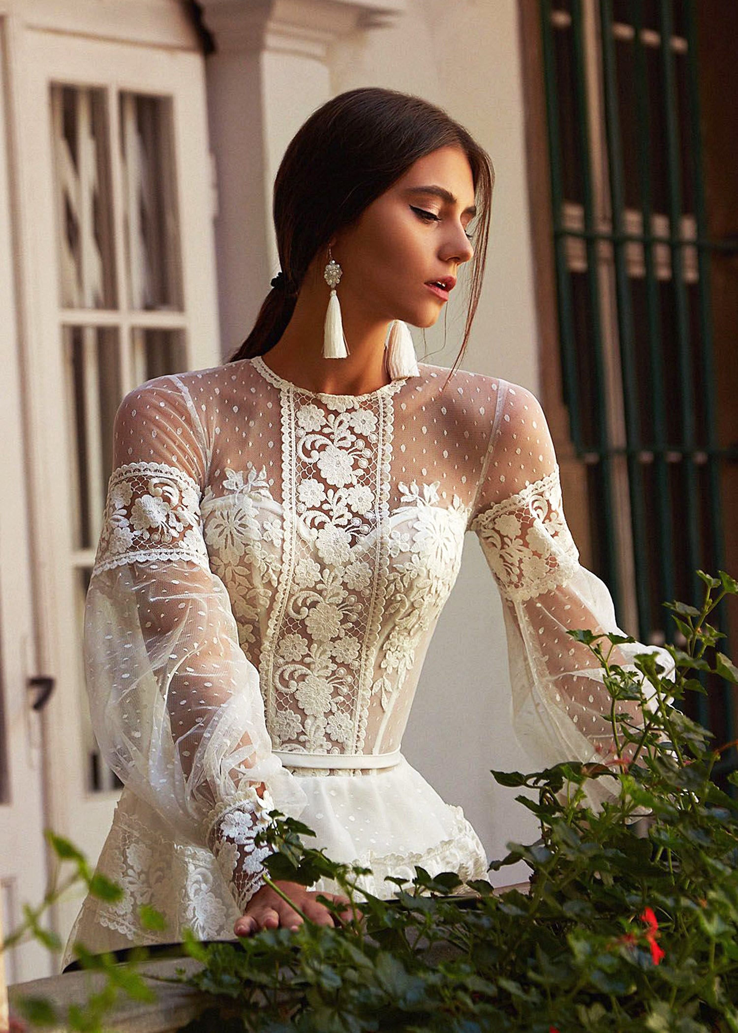 Alsena Custom-Made A-line Illusion Neckline Wedding Dress Alsena Custom-Made A-line Illusion Neckline Wedding Dress