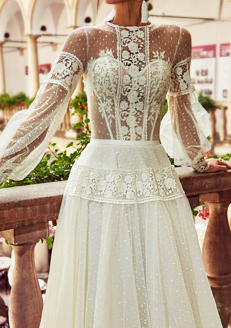Custom-Made A-line Illusion Wedding Dress  $1,930 | Devotion Dresses