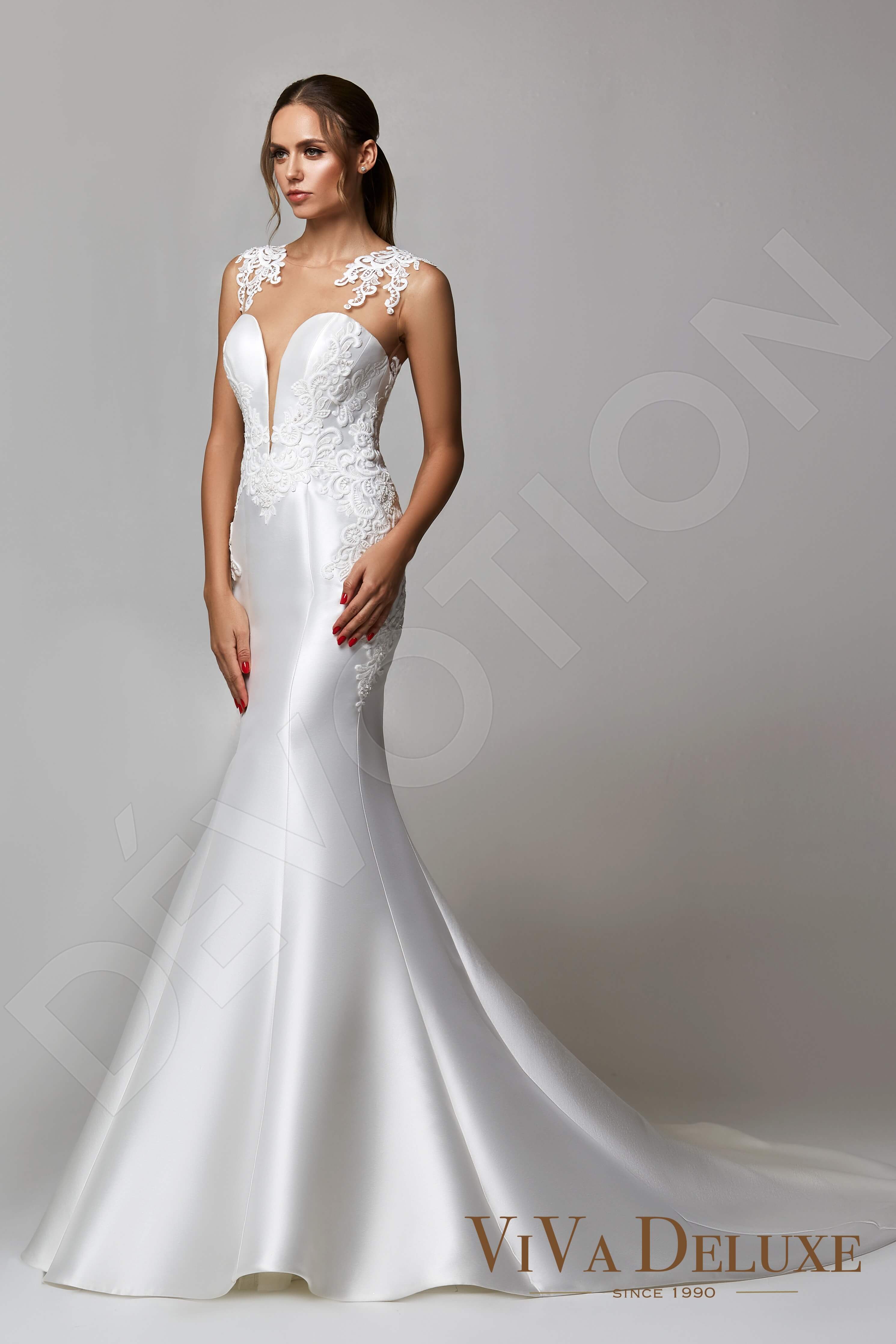 chinese dress ladies Trumpet Natural Court Train Lace Tulle Wedding Dress COCOMELODY CW2999, 45 Days / Ivory/Purple Dusk / US22-UK24-EUR52 main image 1