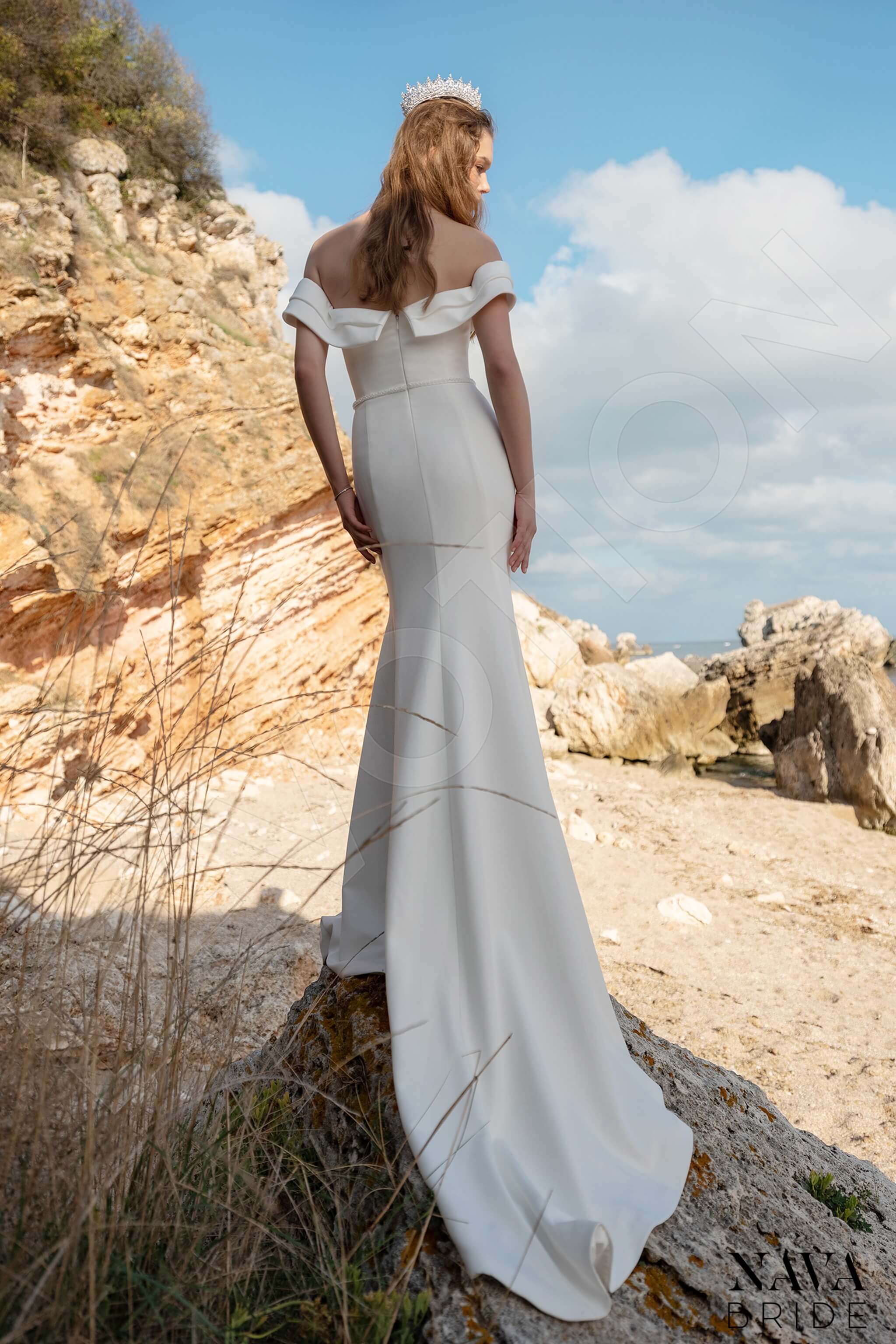 white christmas dresses Amarra Bella 84375 Size 8 Sheer Beaded Mermaid Wedding Dress Off The Shoulder Bridal Gown