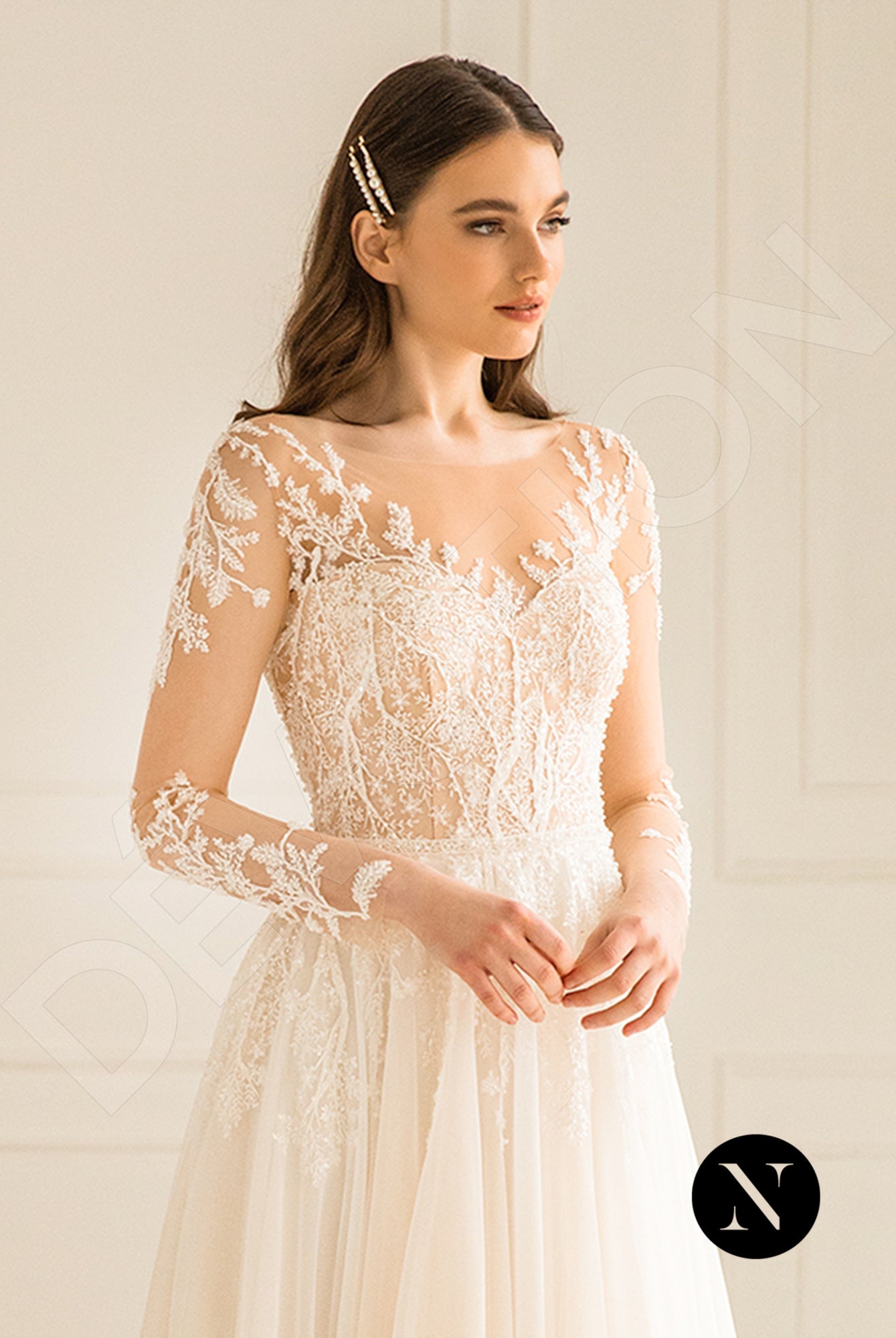 champagne color wedding dress Averill A-line Illusion in Ivory/Champagne Color:Dark Wine ALLWHITE 2X/3X Indian Cotton Long Cream Special Note on Craftsmanship