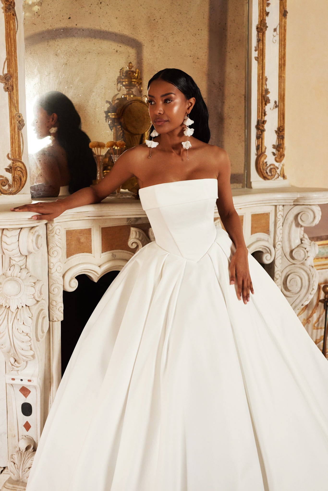 ball dress Long Glitter Gown Formal Prom by Tina Holly TK554 while the dramatic skirt adds elegance to every step Azazie Rowe Wedding Dress