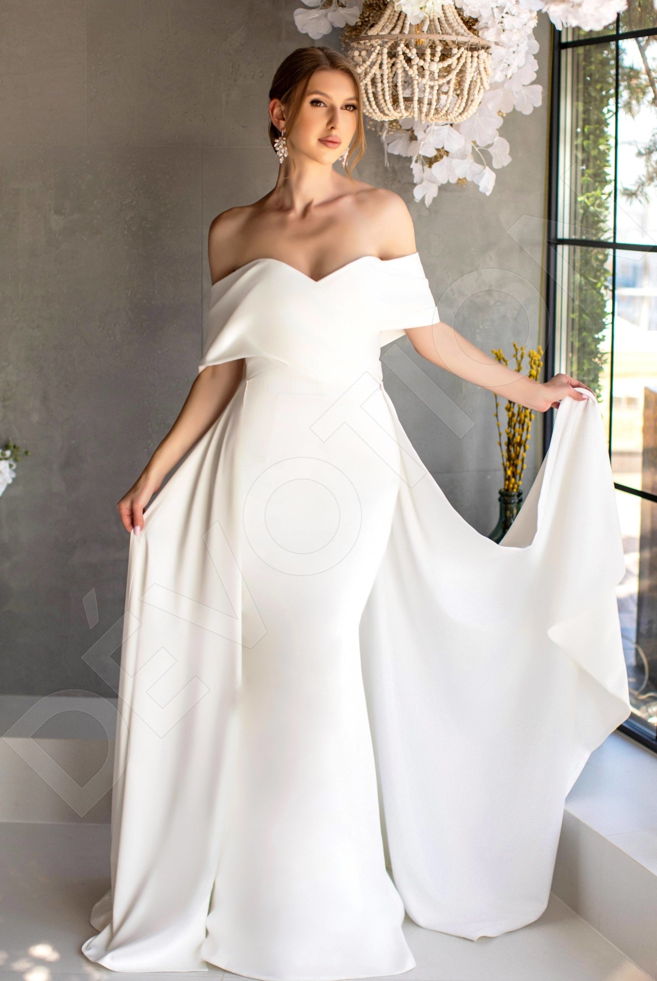 Custom-Made Mermaid Off-shoulder Wedding Dress  $2,090 | Devotion Dresses