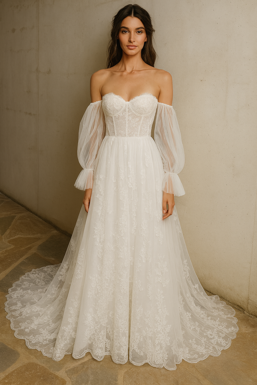The Ionea A-line Sweetheart Milk Wedding Dress, embodying timeless grace for a truly unforgettable day