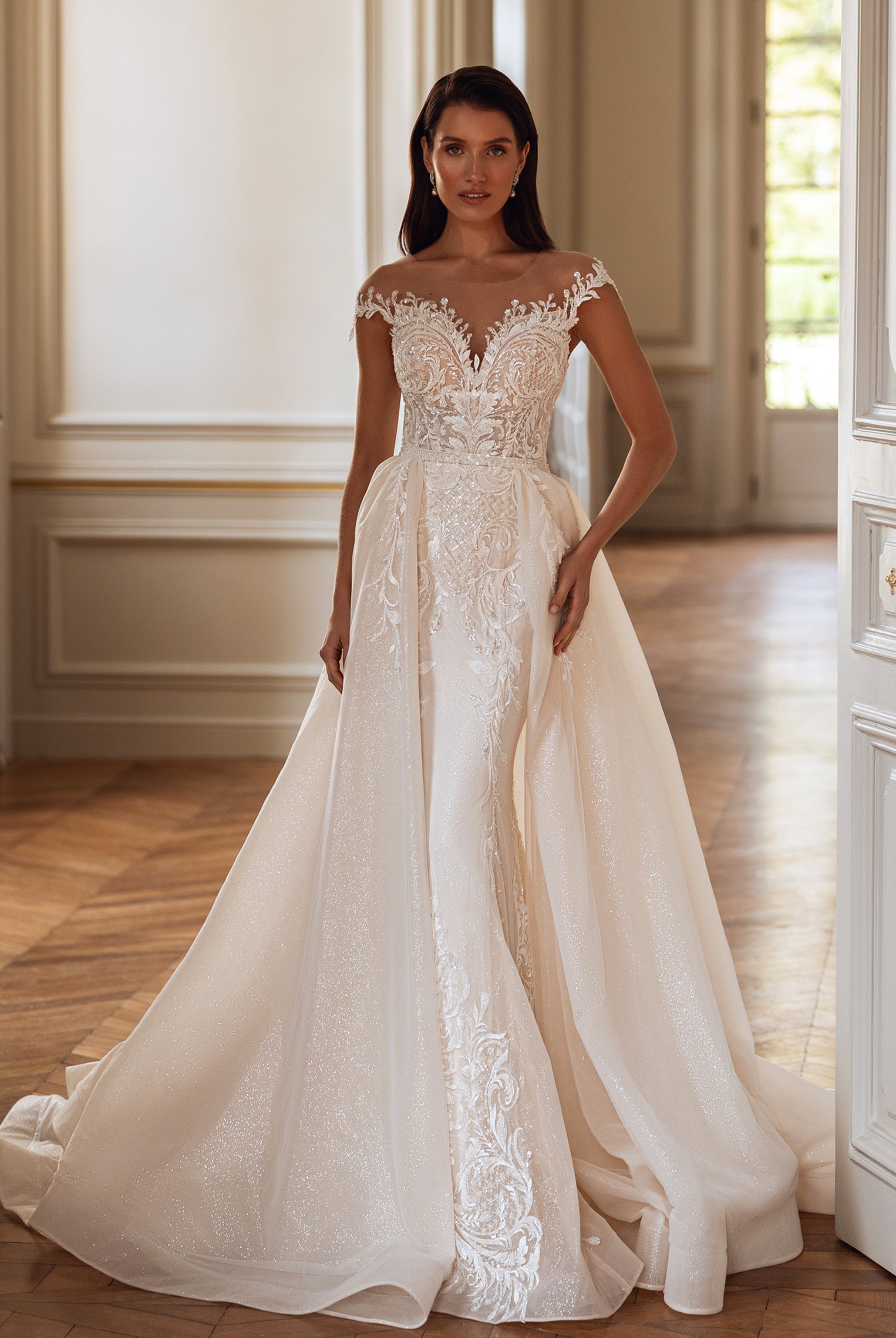 Jade-Louise Custom-Made Mermaid Illusion Neckline Wedding Dress Jade-Louise Custom-Made Mermaid Illusion Neckline Wedding Dress