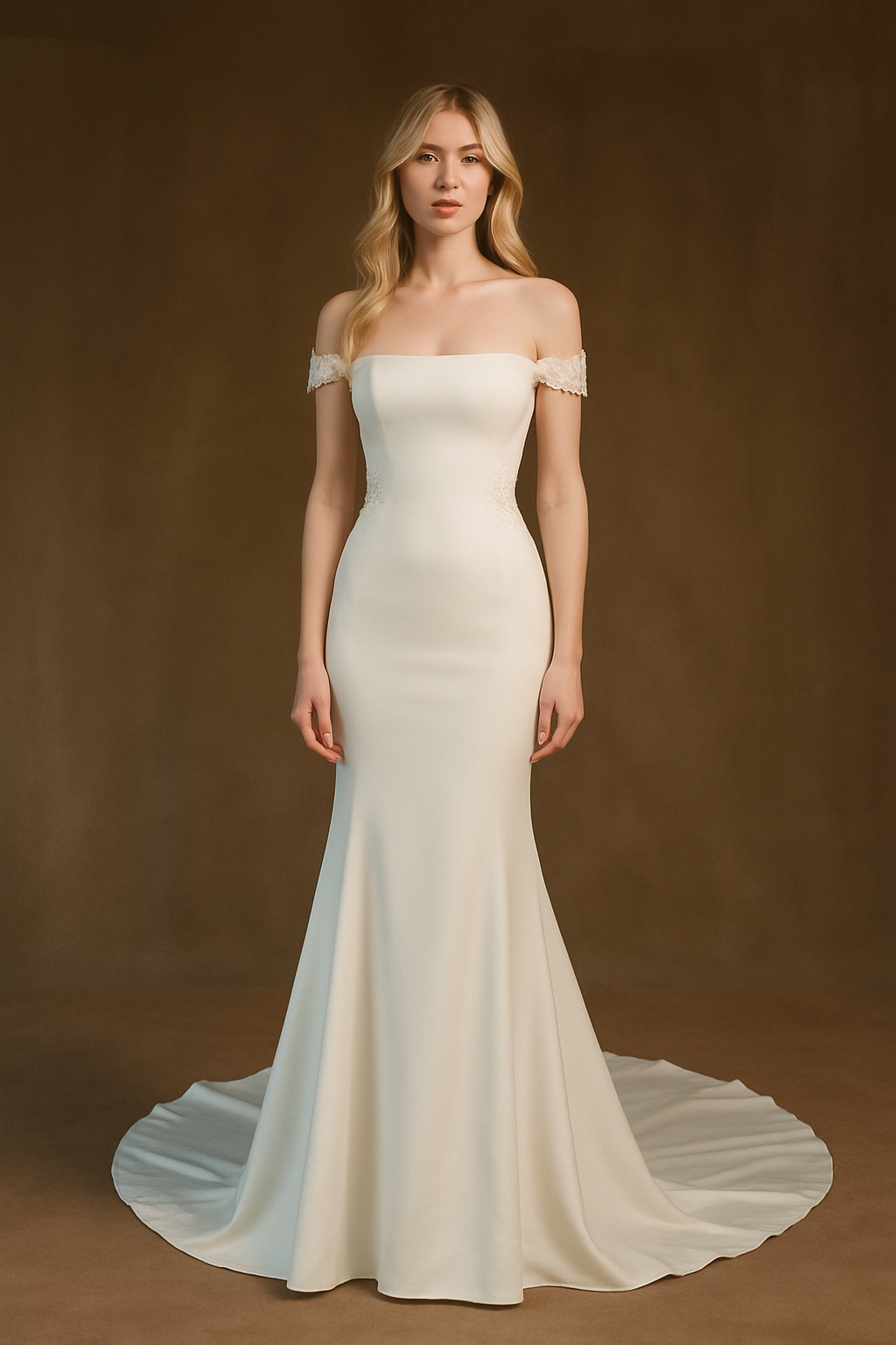 Kiara Trumpet/Mermaid Off-shoulder/Drop Shoulders Milk Wedding Dress