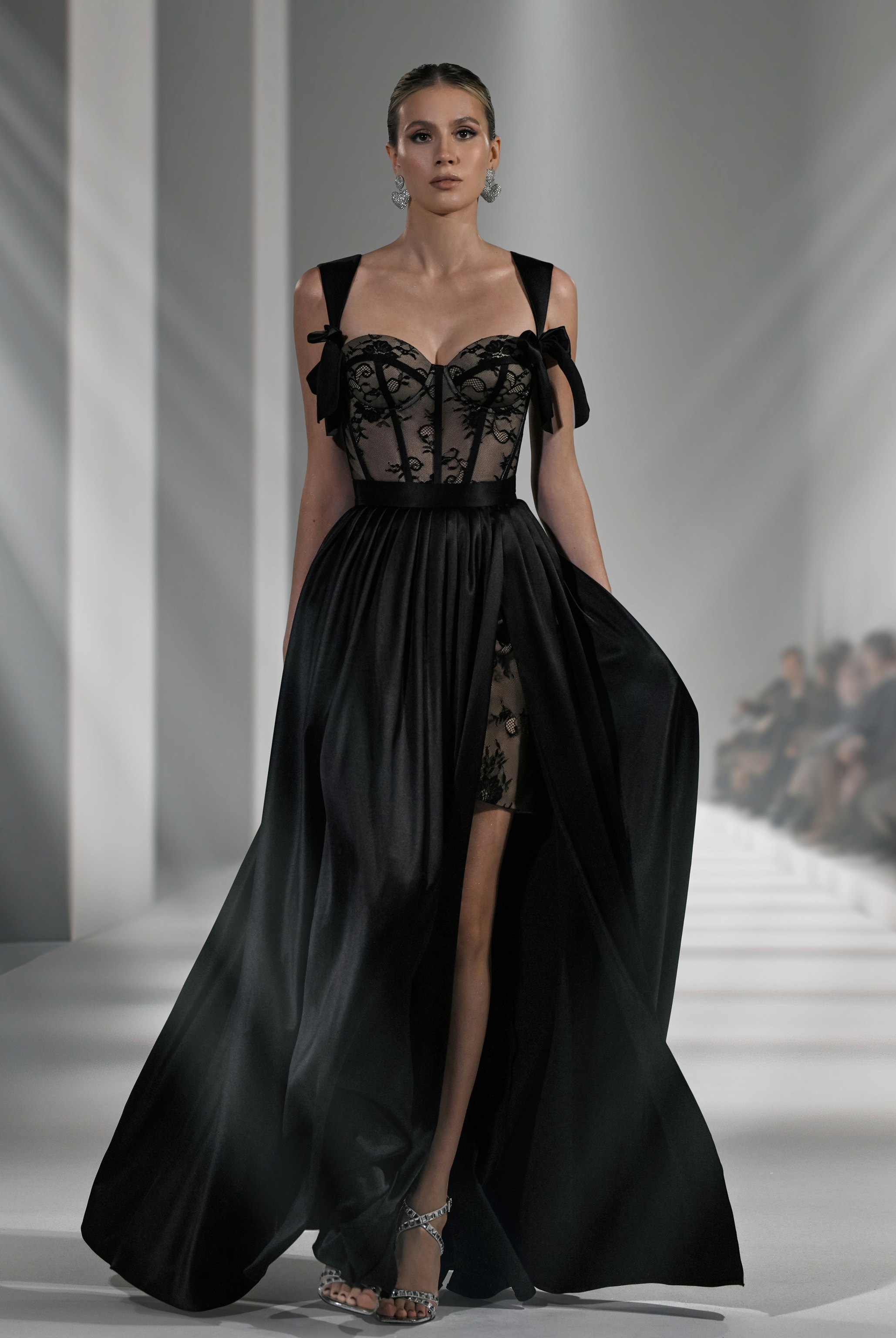 Klaisi A-Line Sweetheart Lace Wedding Dress in Black/Nude