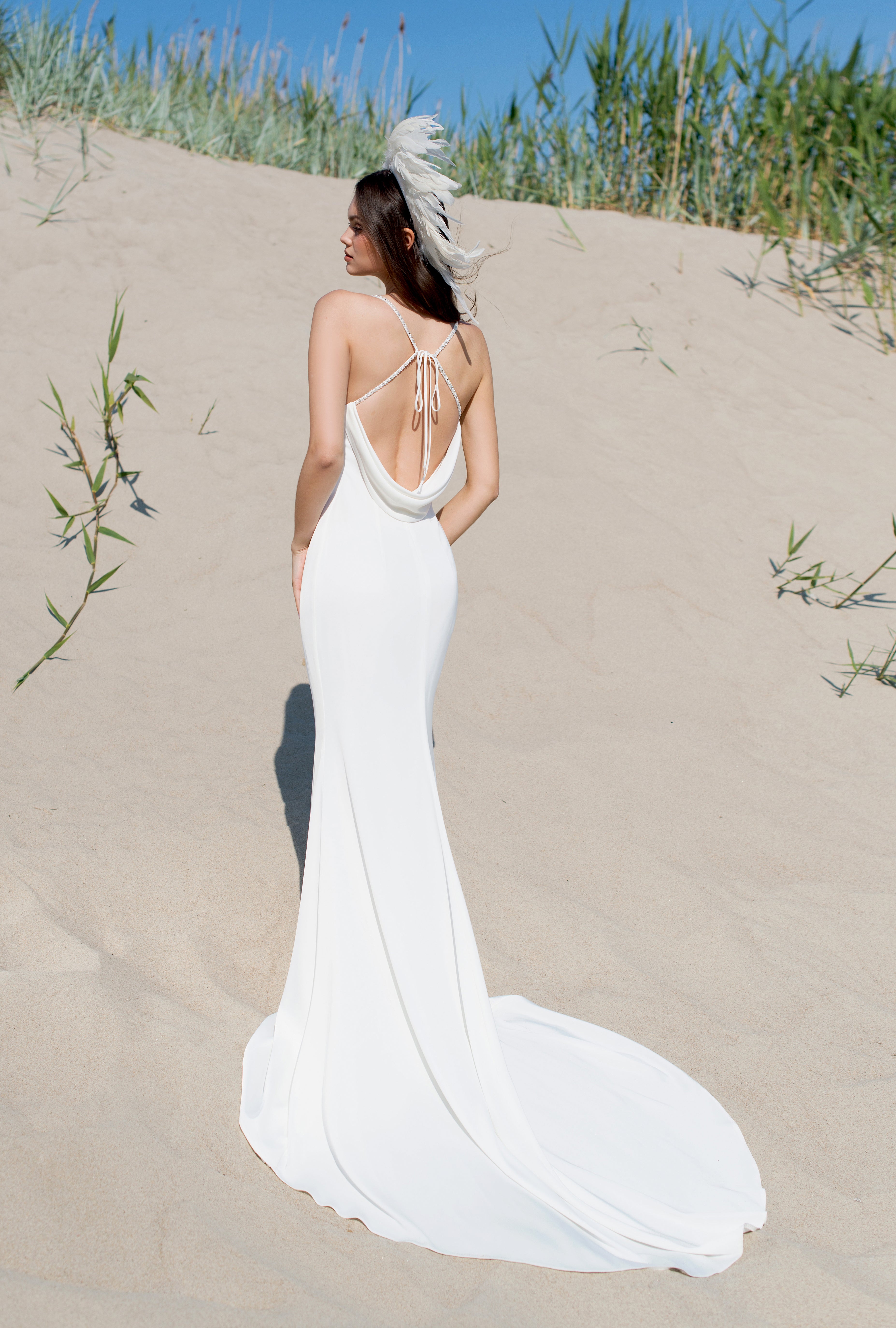 backless trumpet wedding dress Stacees Bridal Wedding Dress Trumpet/Mermaid V Neck Elastic Satin Chapel Train Wedding Dress