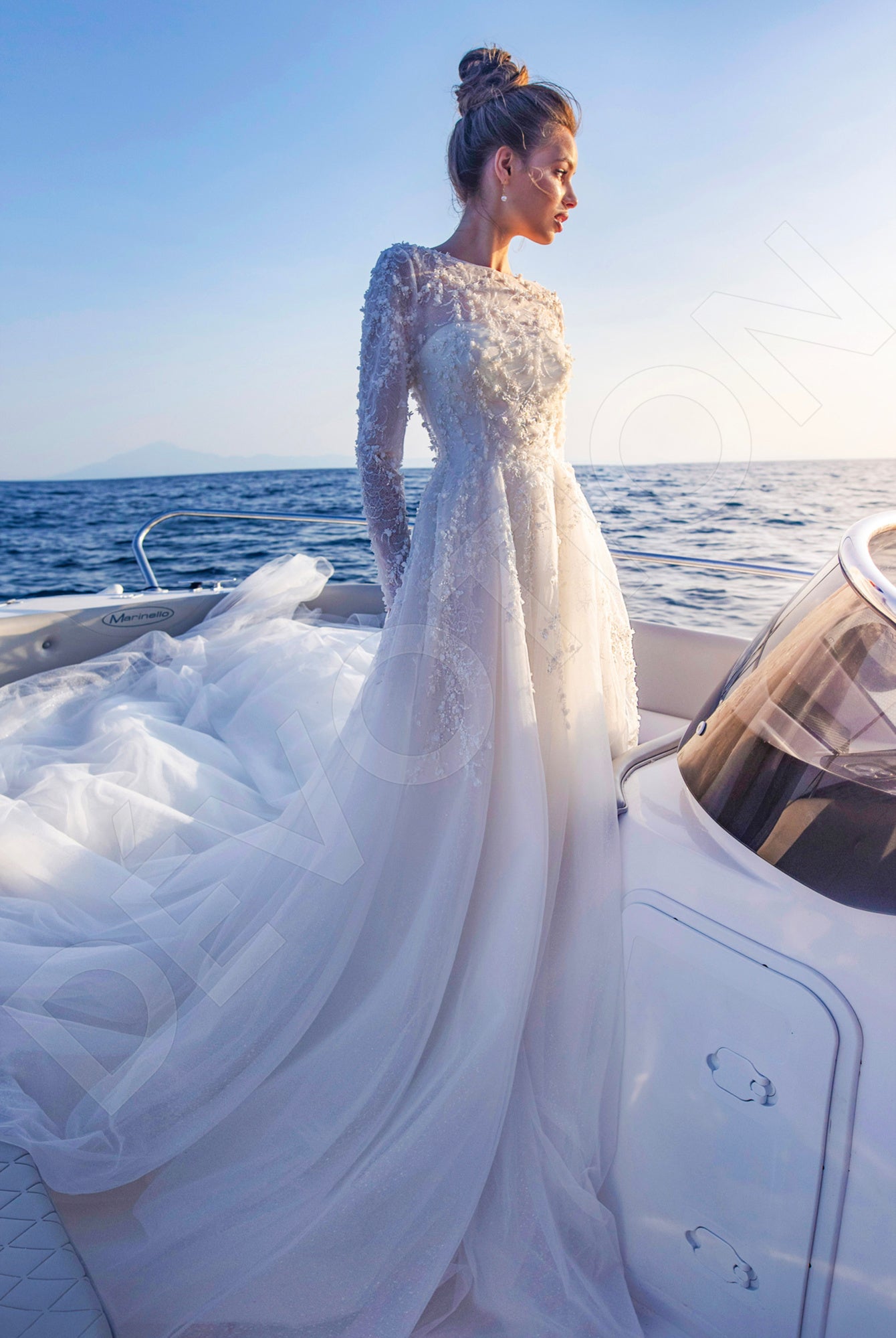 ivory wedding dresses with sleeves Lace Embroidery Mermaid Dress Long Ivory Long Sleeve Sheath Bridal