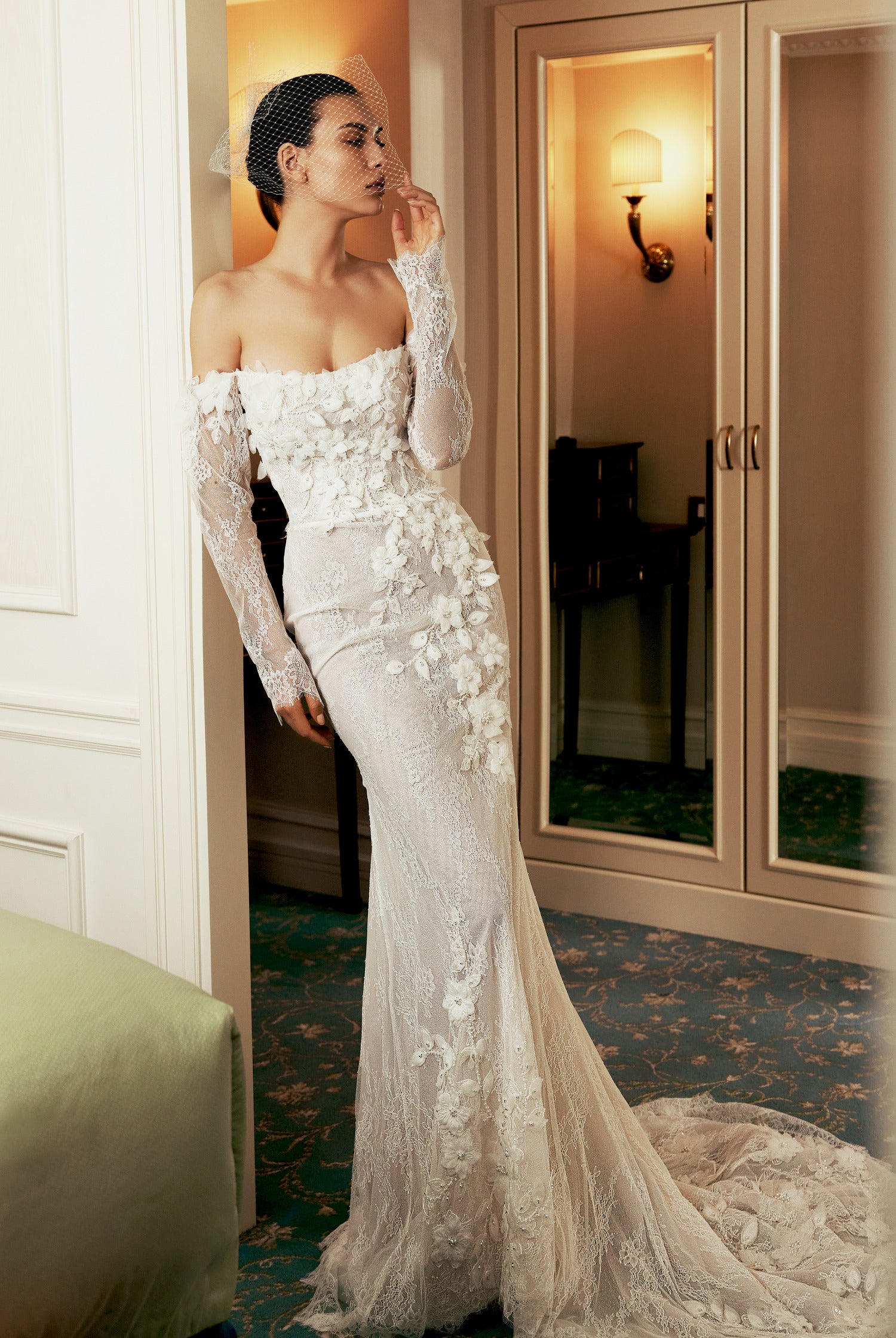 white christmas dresses Ladivine WL031 Lace Corset Mermaid Wedding Dress off the Shoulder Brid main image 1