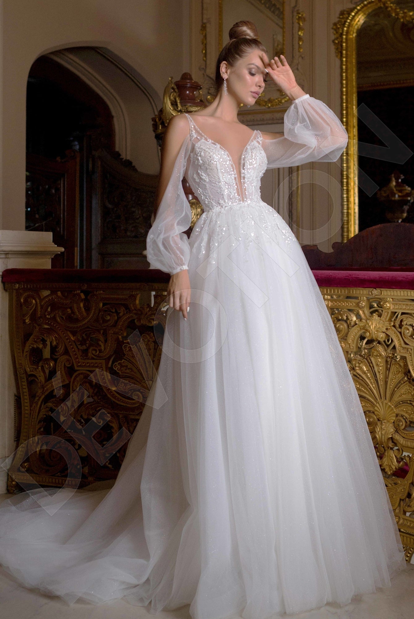 open lace back dress Fairy Princess Wedding Dress 8 US / Seashell main image 1