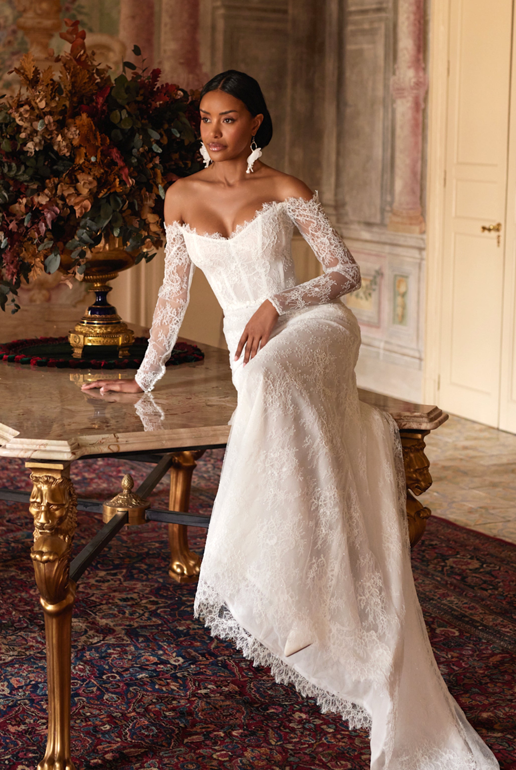 Custom-Made Mermaid Off-shoulder Wedding Dress  $2,150 | Devotion Dresses