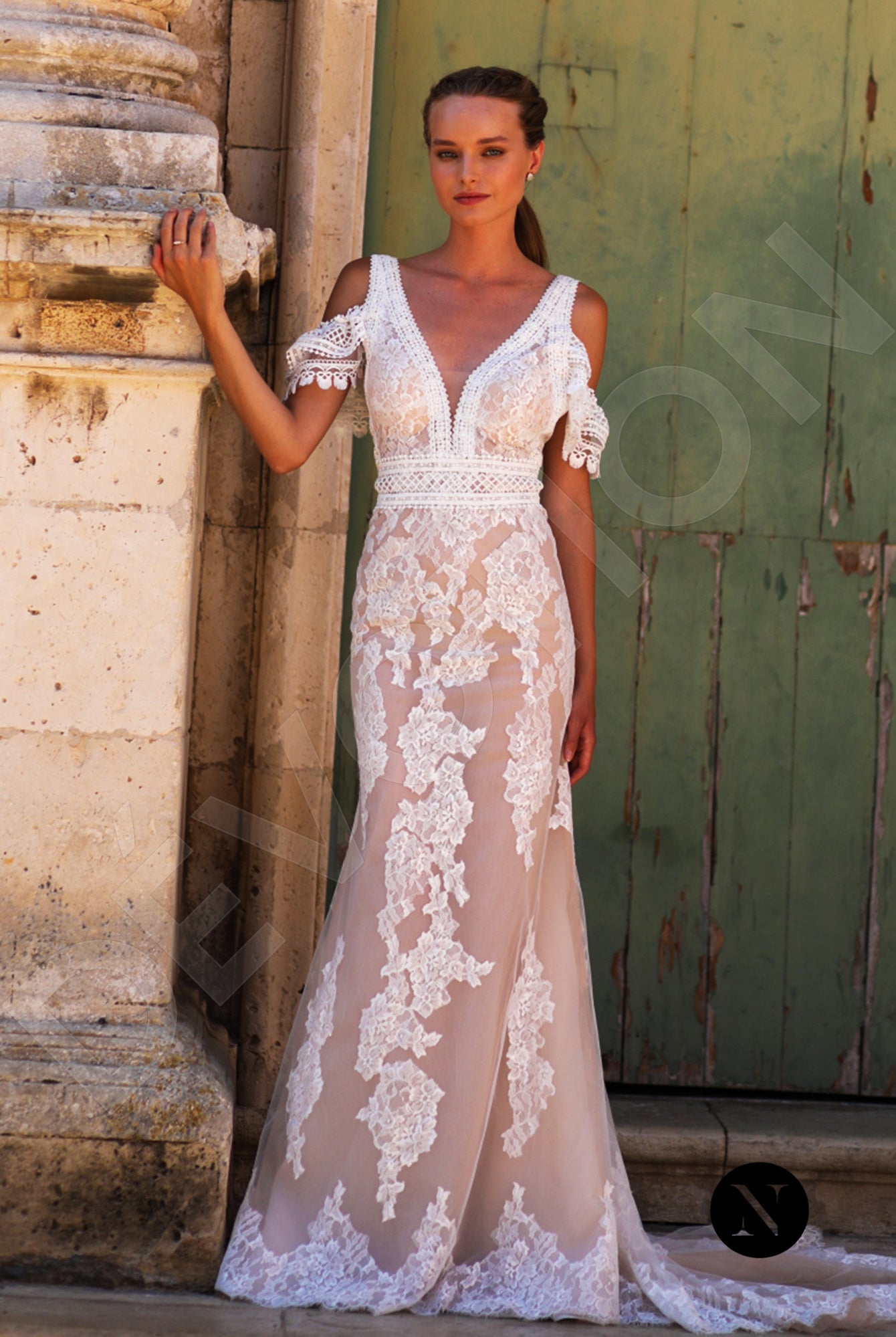 Salme Custom-Made Mermaid Deep V-neck Neckline Wedding Dress Salme Custom-Made Mermaid Deep V-neck Neckline Wedding Dress