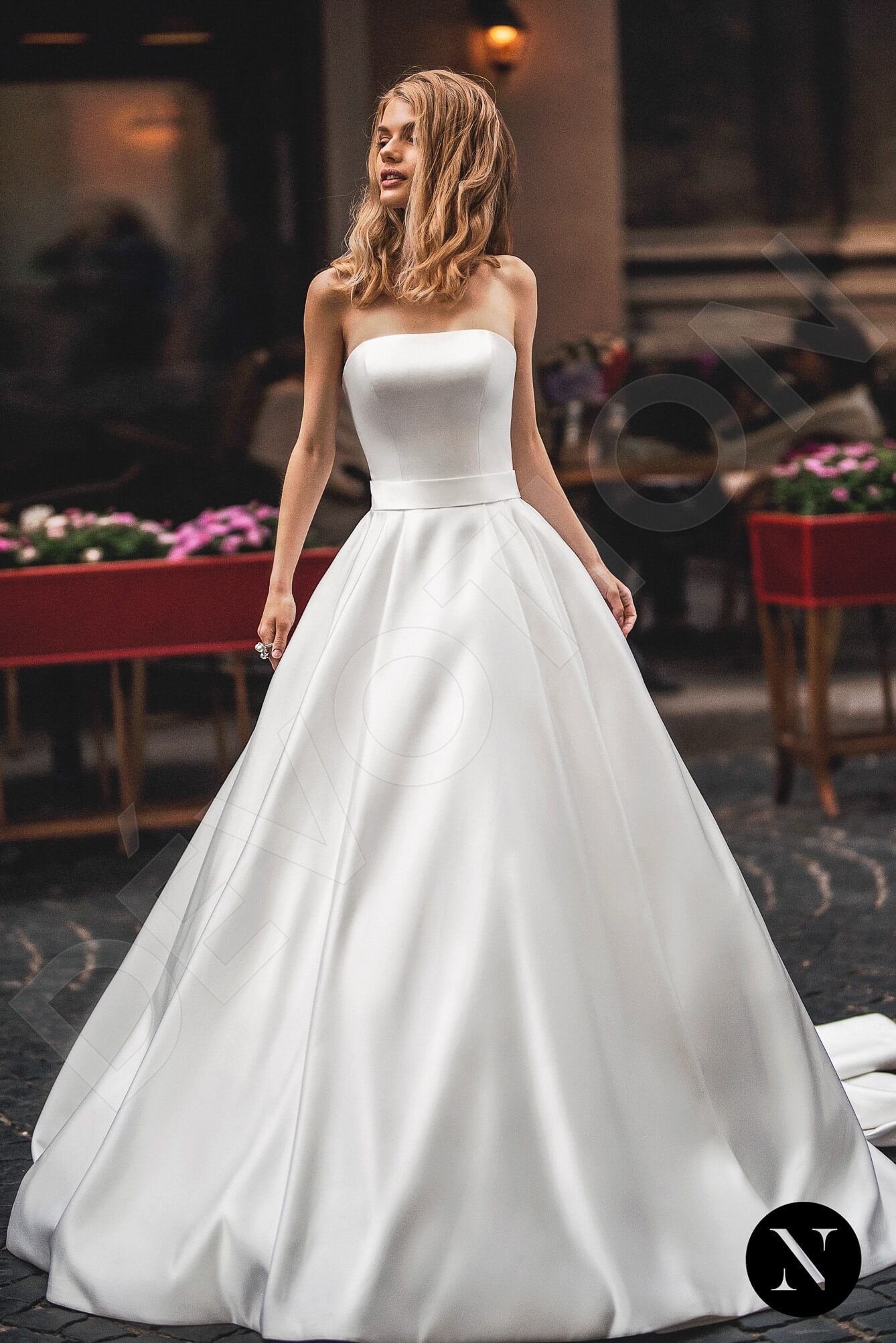 Solenne  Custom-Made A-line Straight across Neckline Wedding Dress