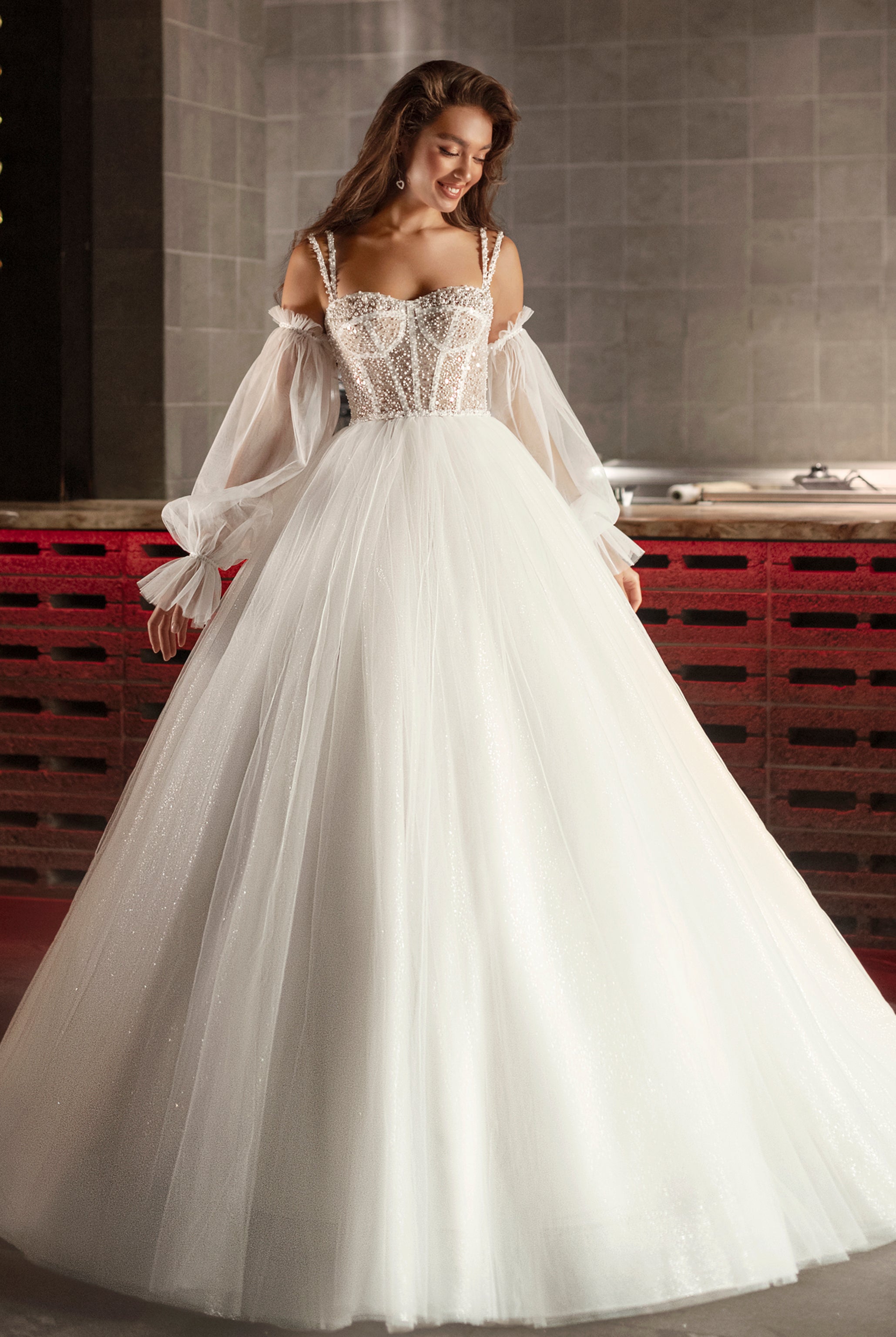 sweet symphony dress ivory Sweet Drama, Bold Romance Ending the Lace Symphony reveals with "Sybil" a breathtaking princess gown in ivory Mikado and beaded Chantilly lace. With a voluminous slit skirt, draped cups, and