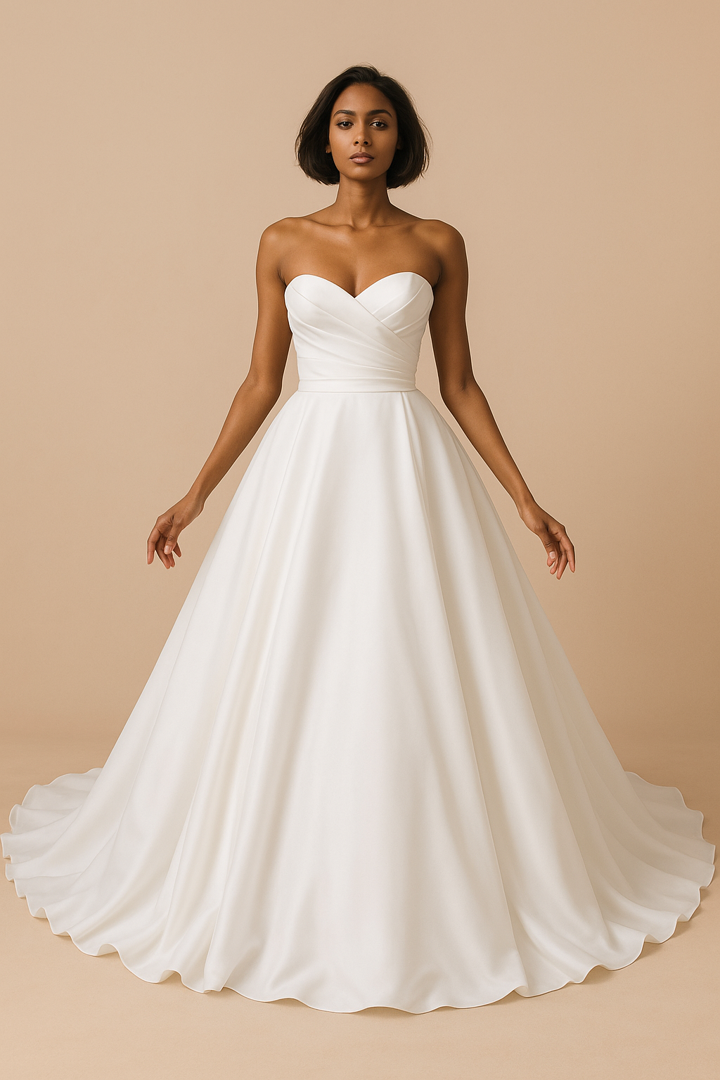 Theryn A-line Sweetheart Organza Wedding Dress in Milk