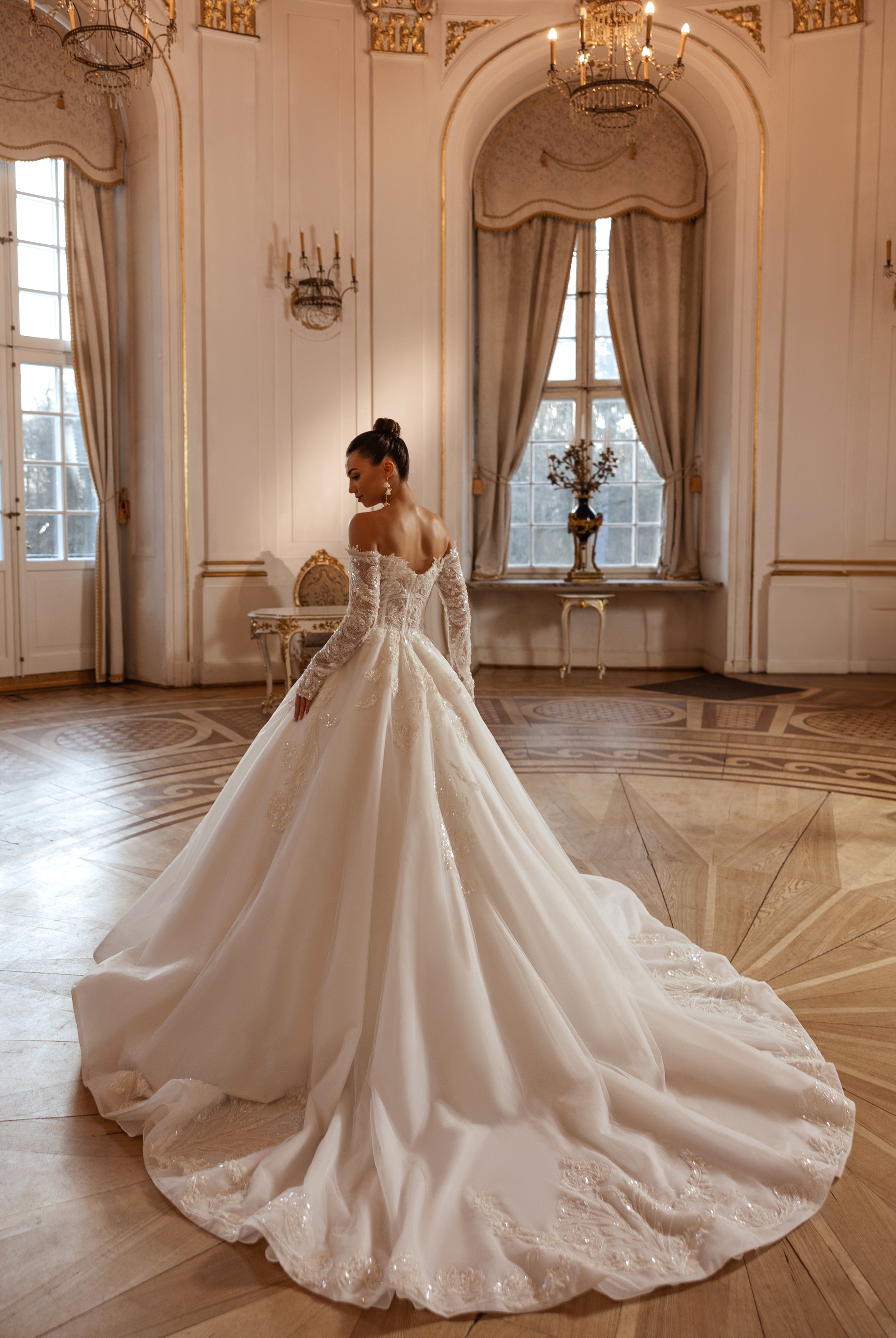 open lace back dress Princess Wedding Dress with 3D Flowers and Removable Wings Vanilla / EU40 main image 1