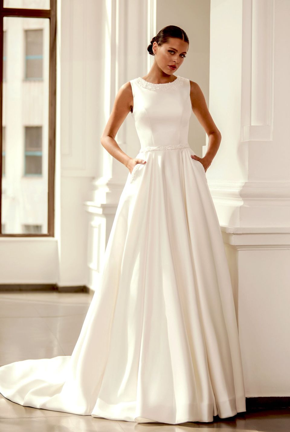 scoop neck a line wedding dress Luxury Flower Lace Scoop Neck Aline Wedding Dress Light Ivory