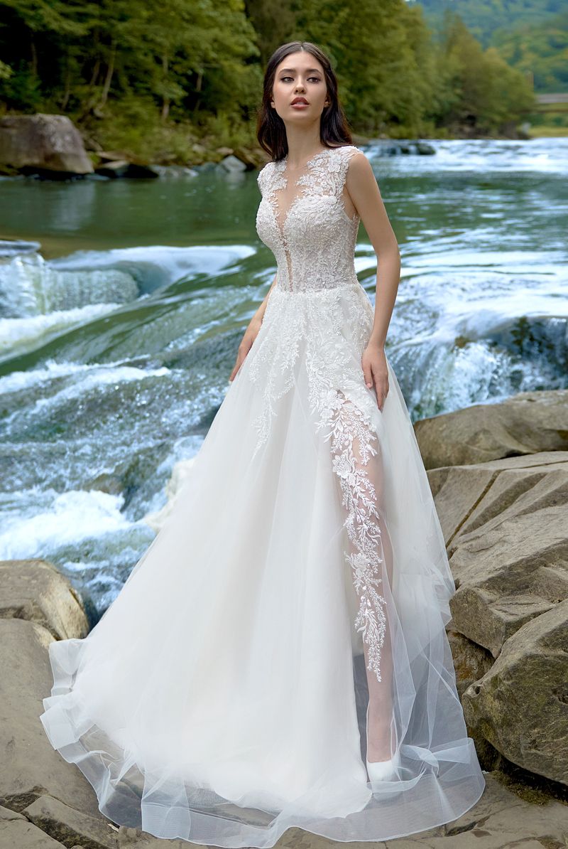 Alvina Custom-Made A-line Illusion Neckline Wedding Dress Alvina Custom-Made A-line Illusion Neckline Wedding Dress