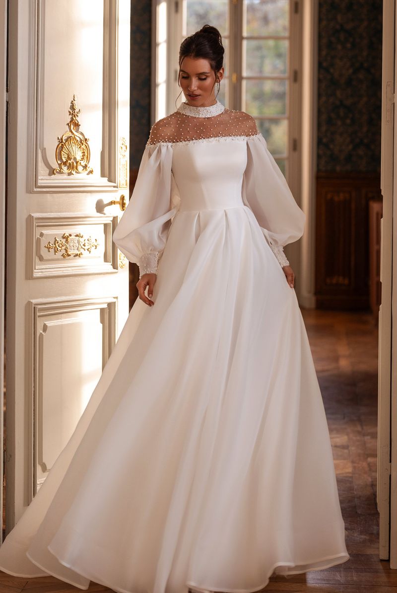 Custom-Made A-line High neck Wedding Dress $2,200 | Devotion Dresses Custom-Made A-line High neck Wedding Dress $2,200 | Devotion Dresses