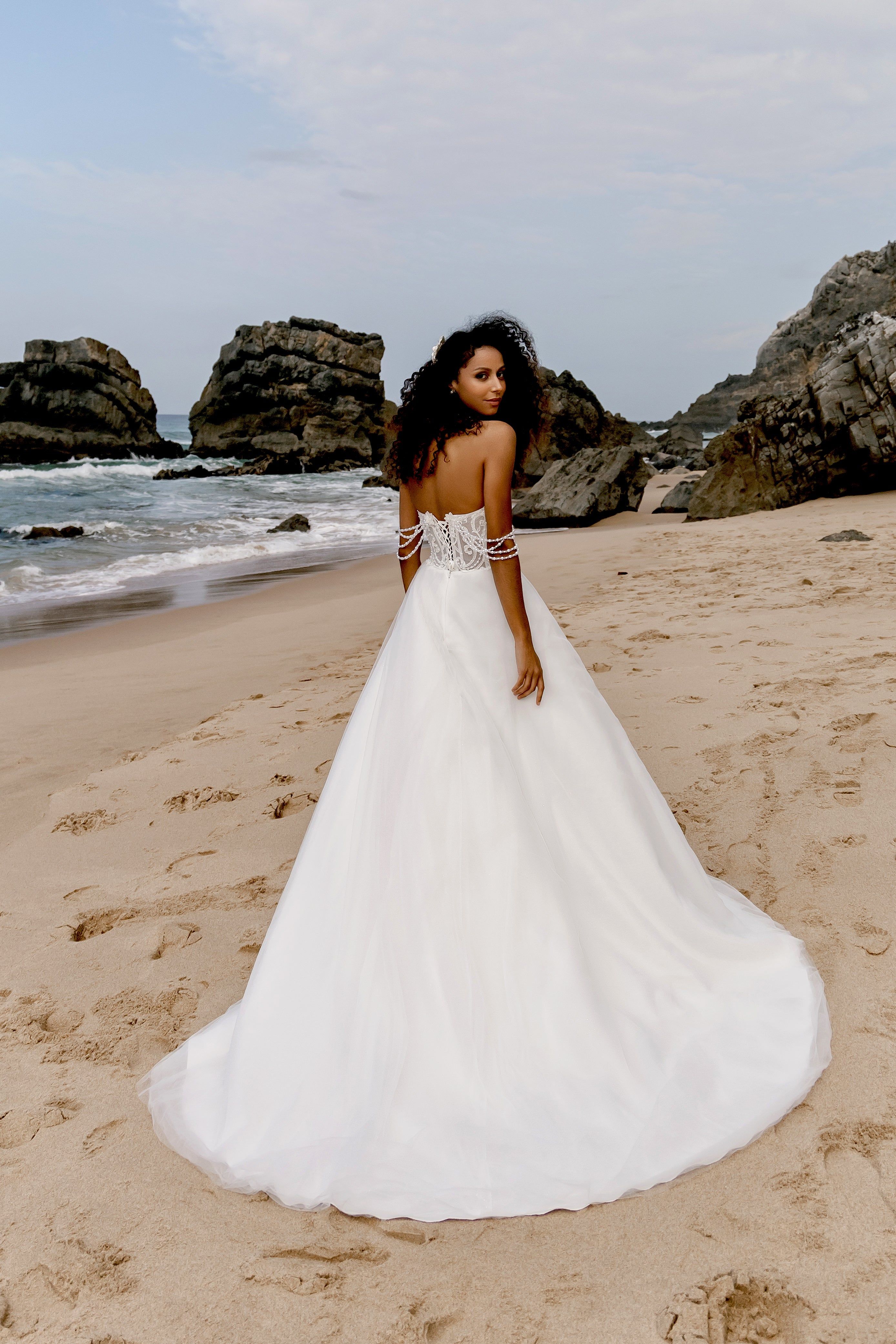 beach wedding dress for bride Aesthetic Spaghetti Straps Mermaid Beach Wedding Dress, Long Bridal Dress  CHW0144 main image 0