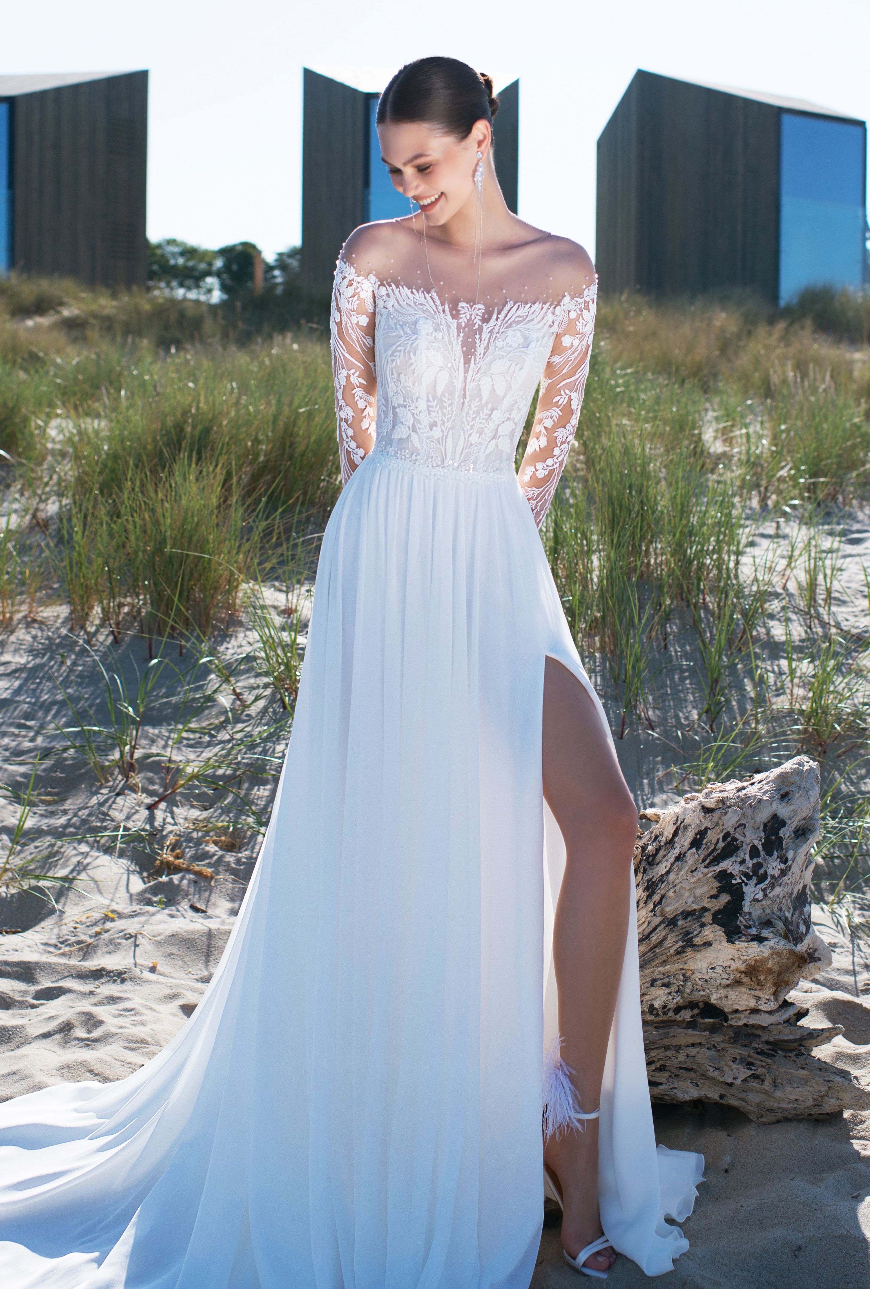 blue and white illusion dress Zip Through Linen Dress