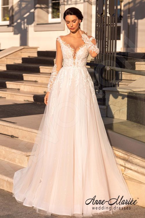 peach and cream wedding dress Champagne Tulle & White Lace 2 in 1 Wedding Dress