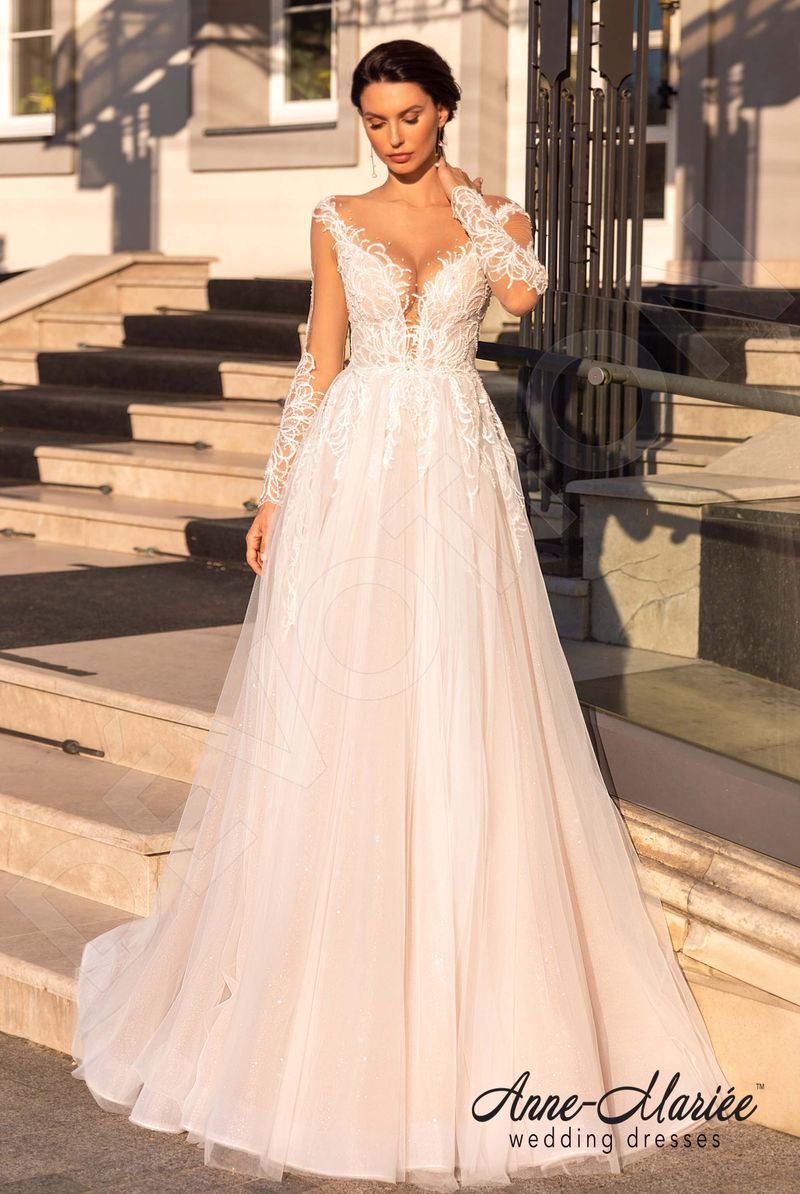 Astrida Custom-Made A-line Illusion Neckline Wedding Dress Astrida Custom-Made A-line Illusion Neckline Wedding Dress