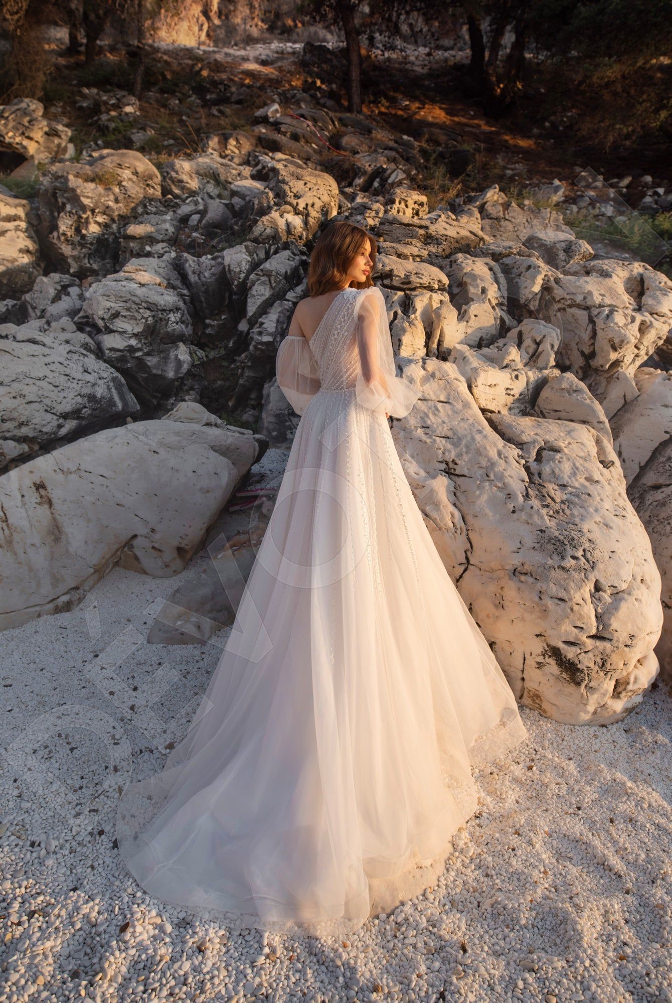 strapless open back dress Luxury One-Shoulder Lace Ruched Bow Mermaid Wedding Dress SW638 main image 1
