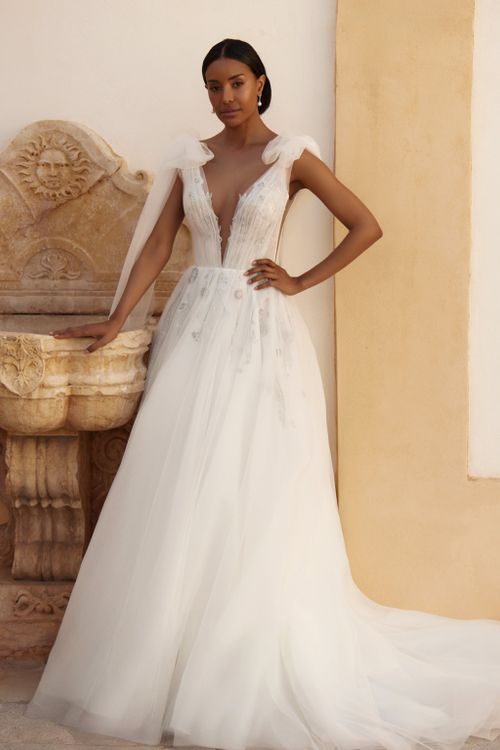 white glitter wedding dress LaDivine CD253W Long Bridal Gown This enchanting A Marie-Donatine Wedding Dress