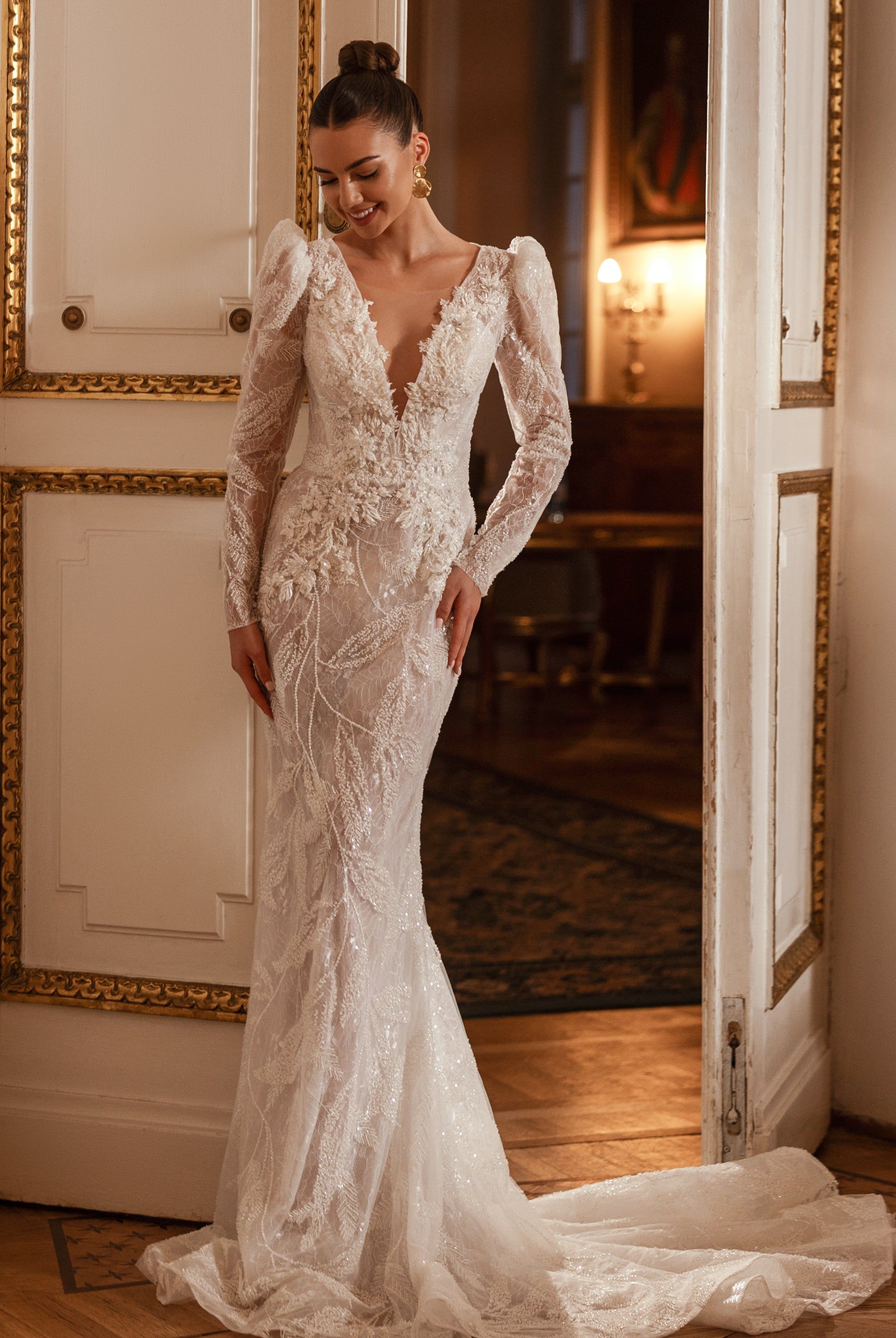 illusion mermaid dress Sweetheart White Illusion neck Mermaid Beaded Lace Wedding Dress
