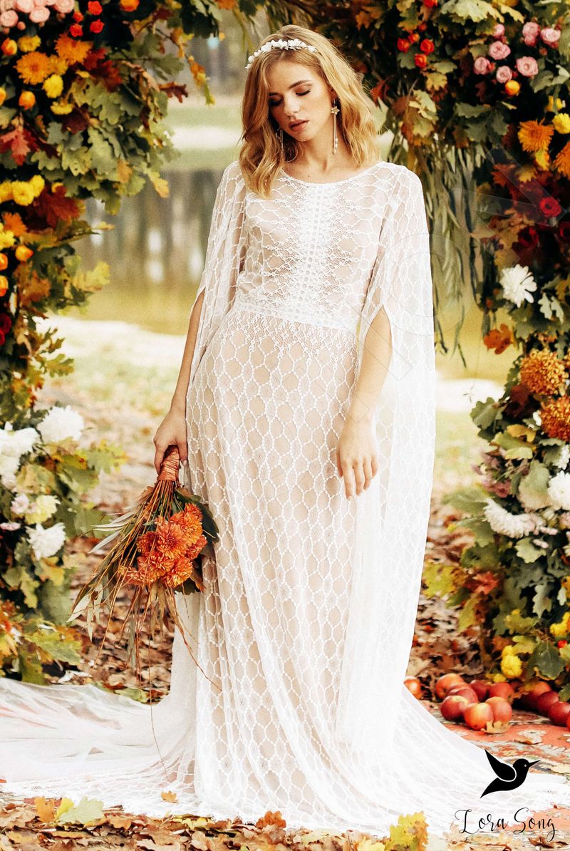 boho illusion wedding dress Sexy V-neck Boho Country Tulle A Line Empire Sleeveless Illusion Wedding Dress- white