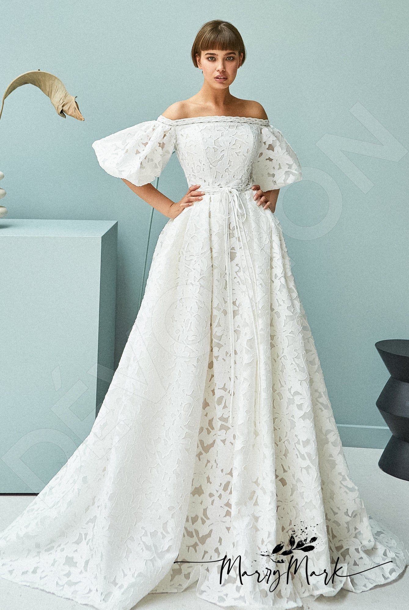 Custom-Made A-line Off-shoulder Wedding Dress  $1,990 | Devotion Dresses