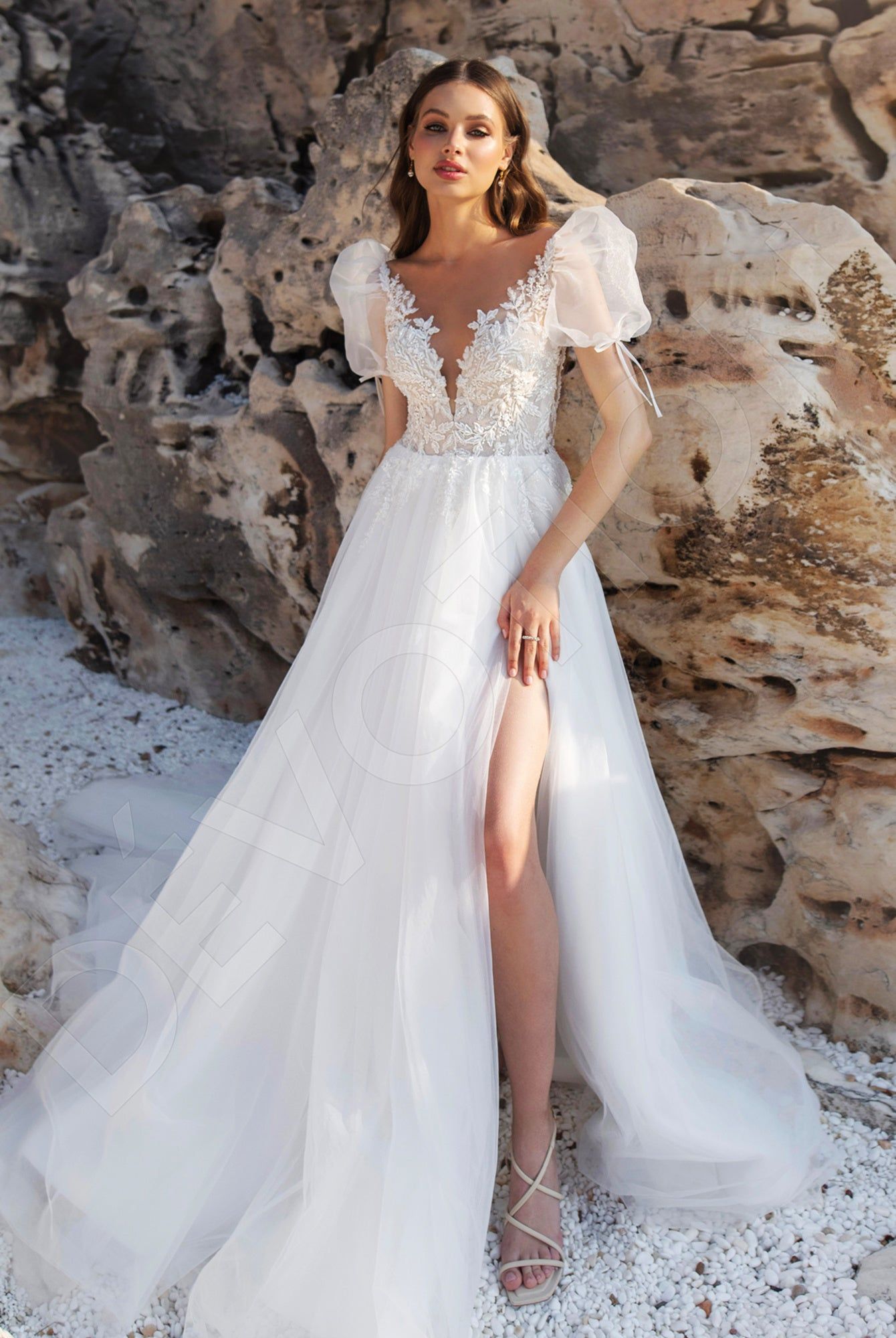 navy blue dress for baby girl A-Line Sweep-Brush Train Tulle Wedding Dress CW3589 main image 1