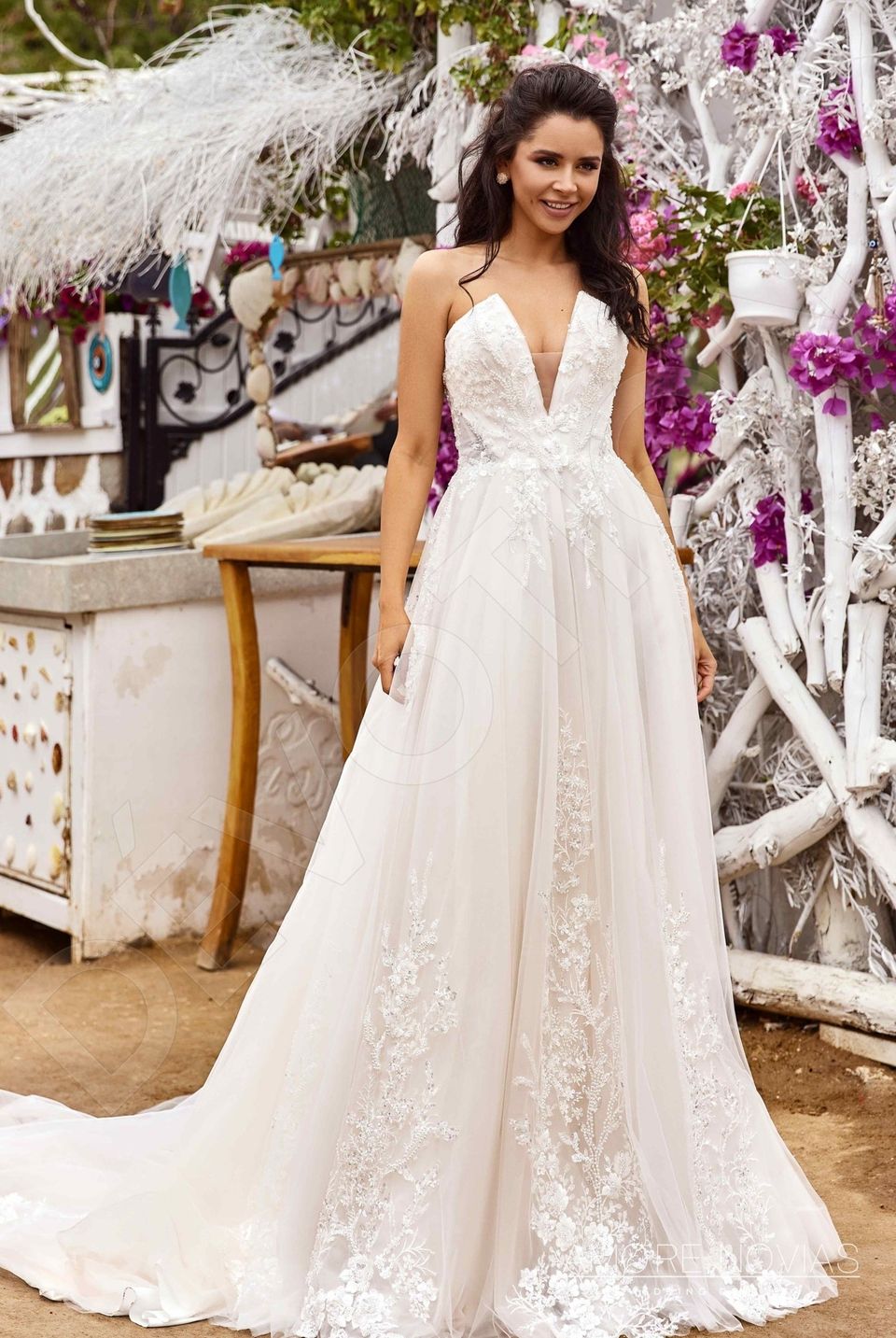 deep v neck a line wedding dress Simple Wedding Dress with Pockets,A-line Gown with Deep V-neck,WD00619, US6 / Black