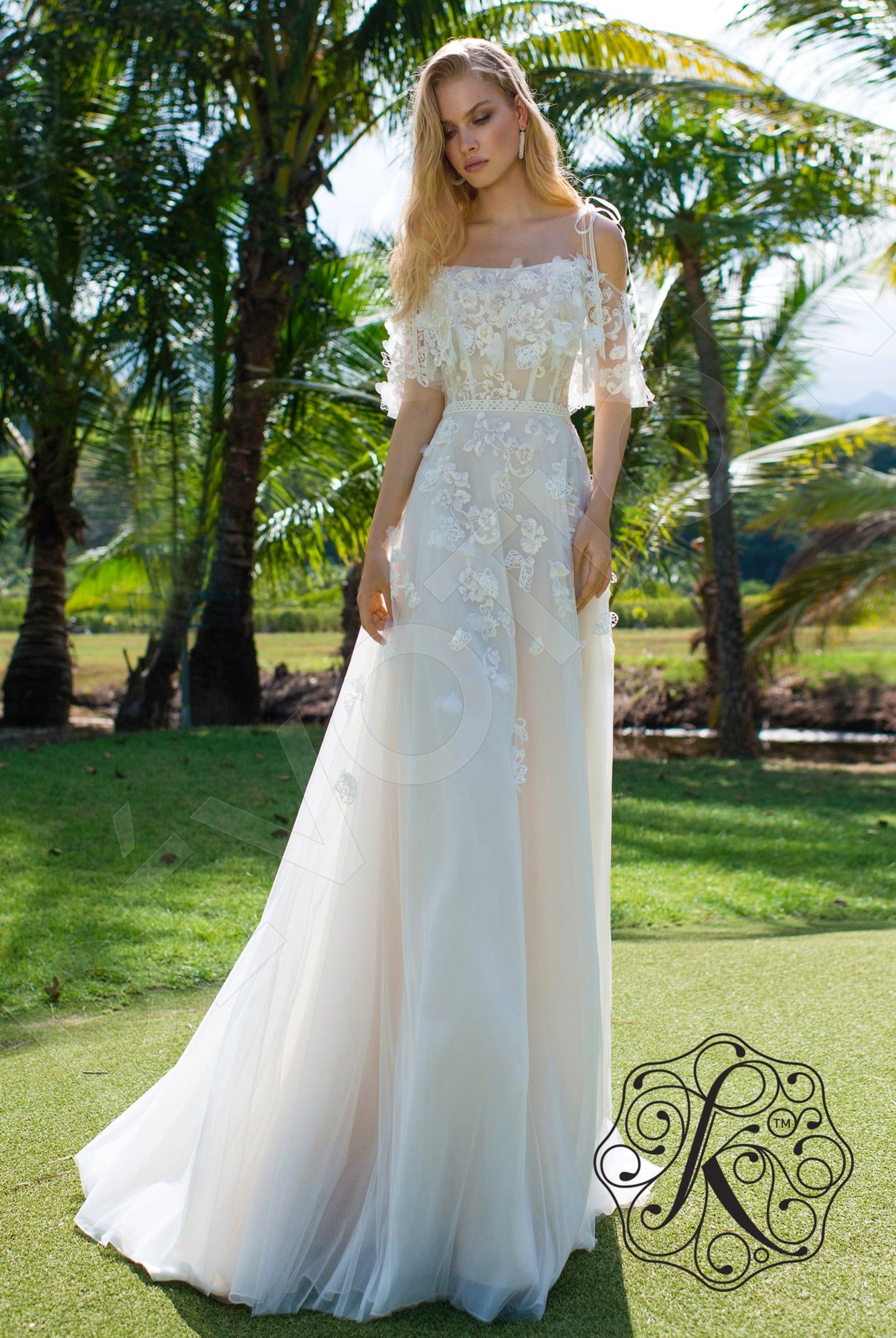 Custom-Made A-line Off-shoulder Wedding Dress  $1,990 | Devotion Dresses