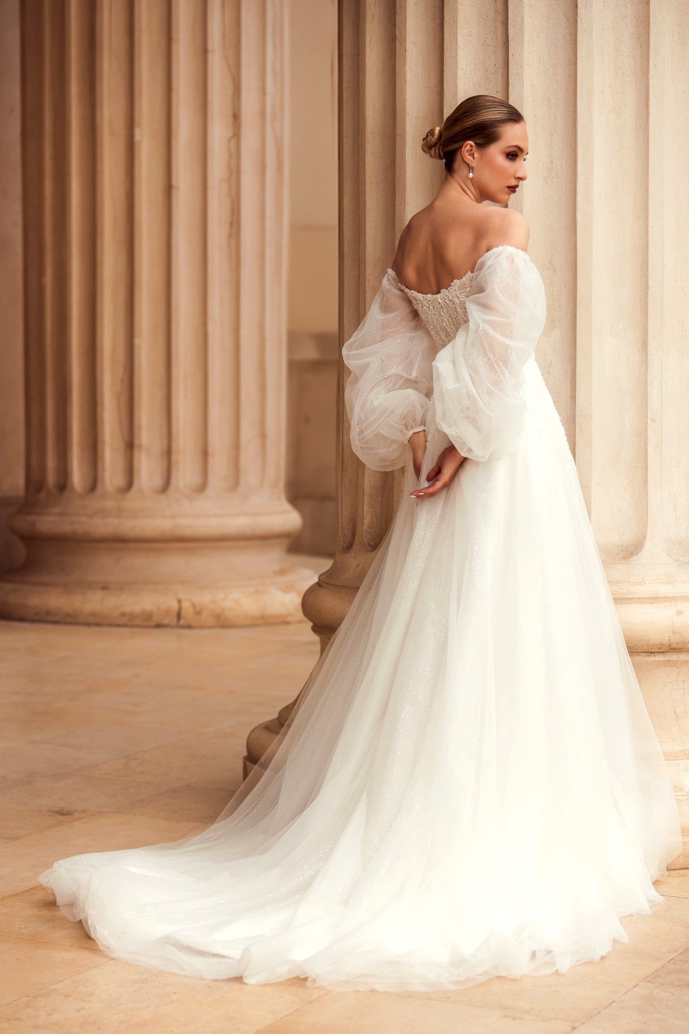 slim fit dress slacks Sparkling Off-Shoulder Ruffle Satin Ball Gown Wedding Dress with Sequin  Beadings