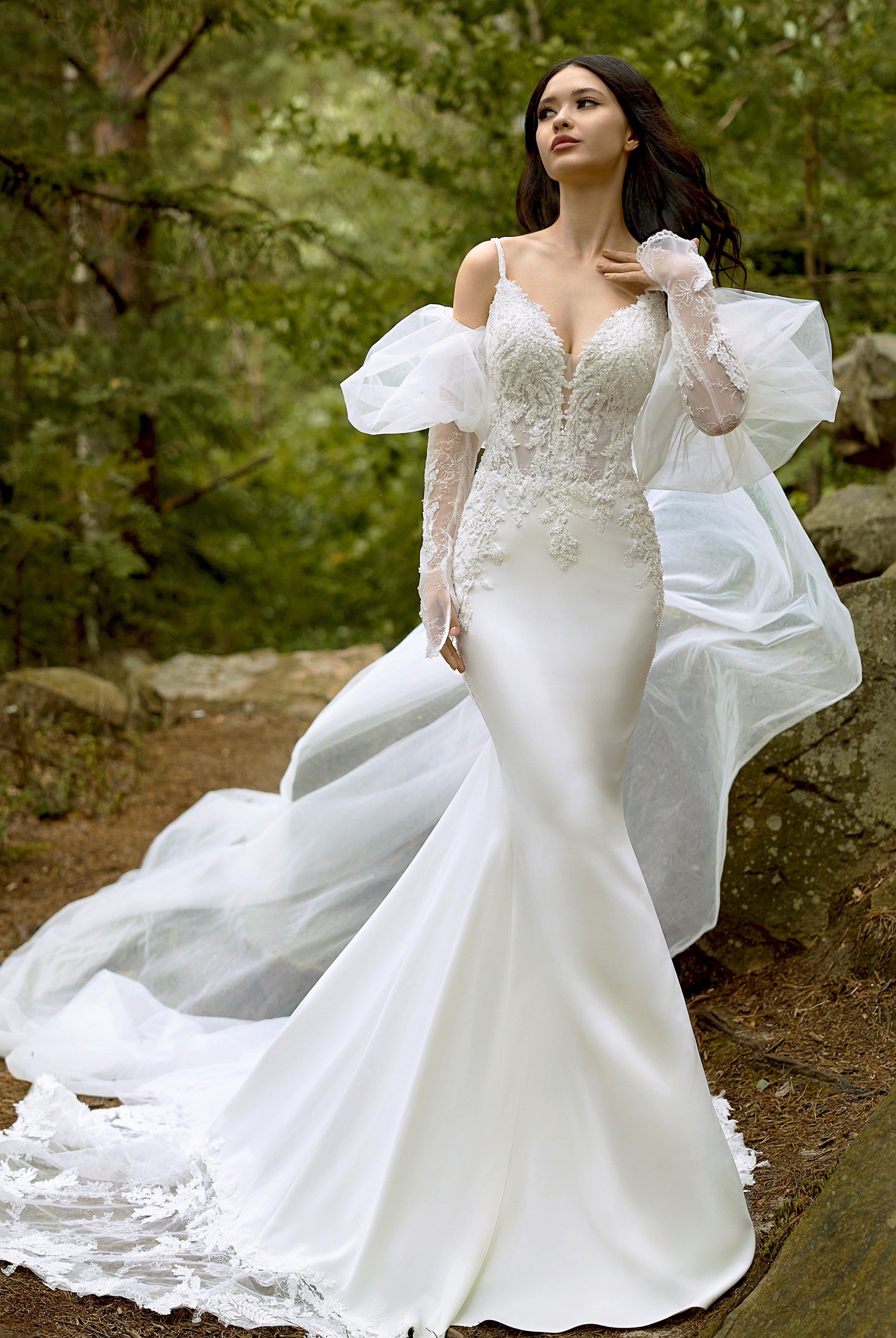 Estelle  Custom-Made Mermaid V-neck Neckline Wedding Dress