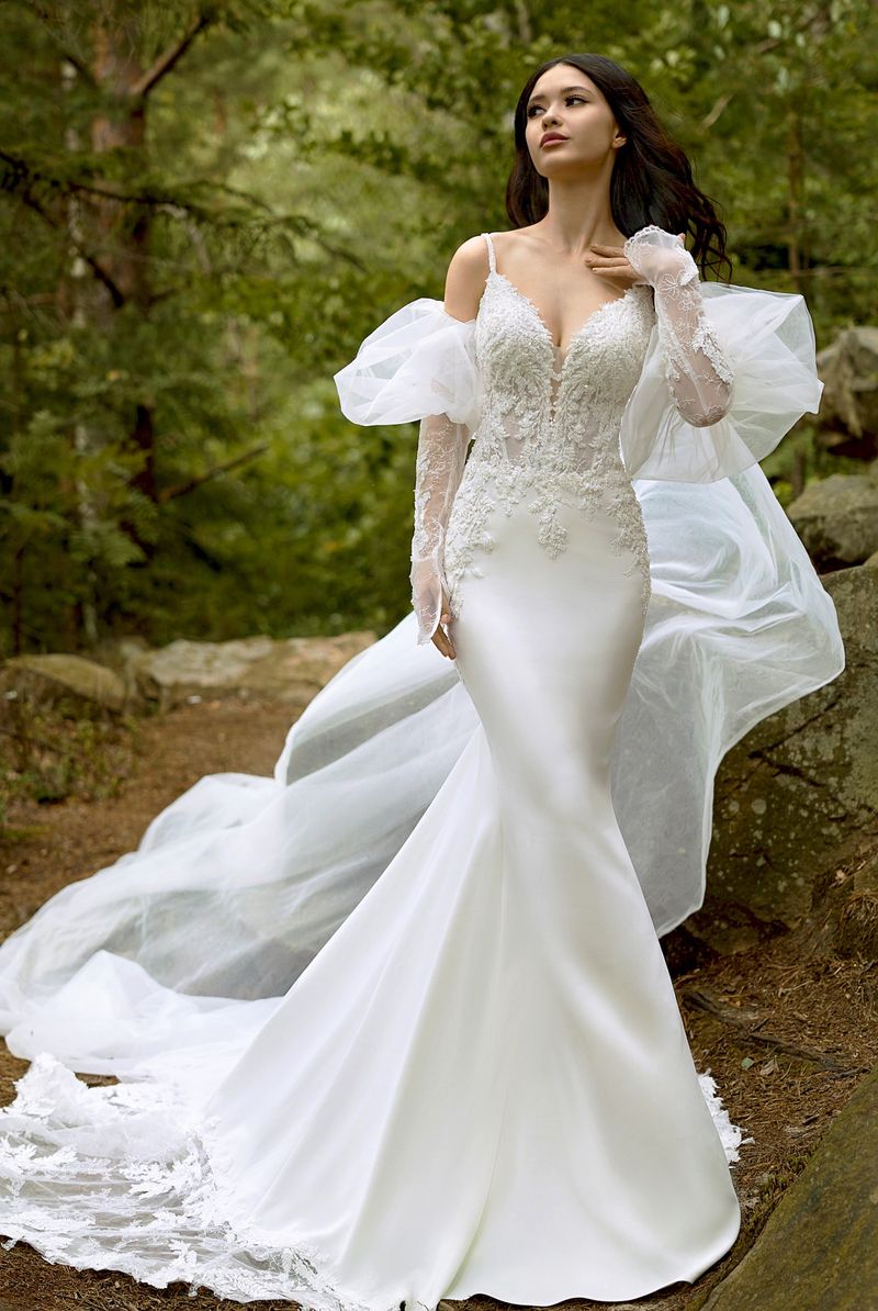 Estelle Custom-Made Mermaid V-neck Neckline Wedding Dress Estelle Custom-Made Mermaid V-neck Neckline Wedding Dress