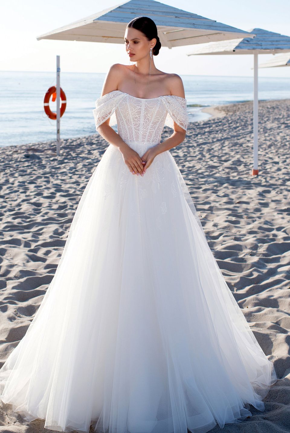 off white a line dress A-line Off Shoulder White Satin Tea-Length Homecoming Dress