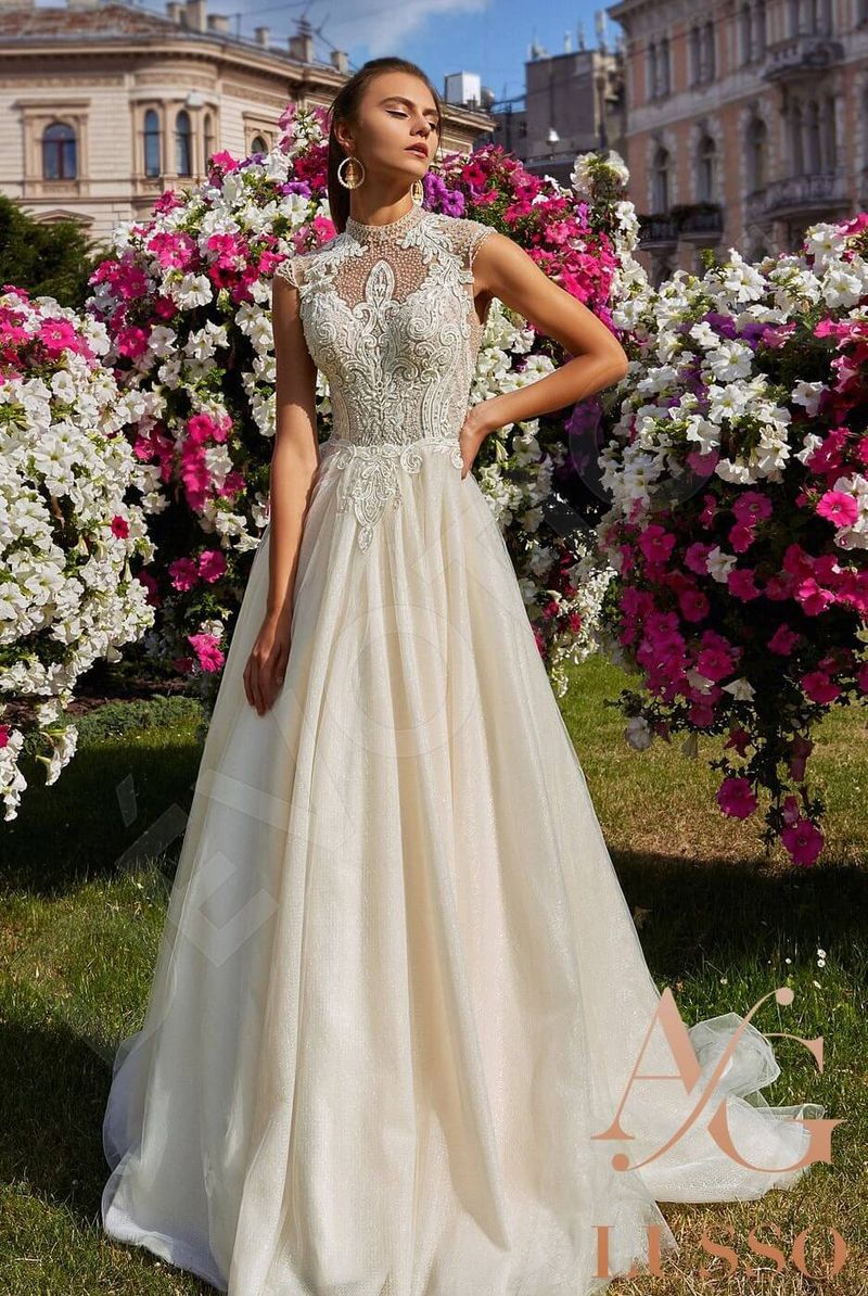 Custom-Made A-line High neck Wedding Dress $2,350 | Devotion Dresses Custom-Made A-line High neck Wedding Dress $2,350 | Devotion Dresses