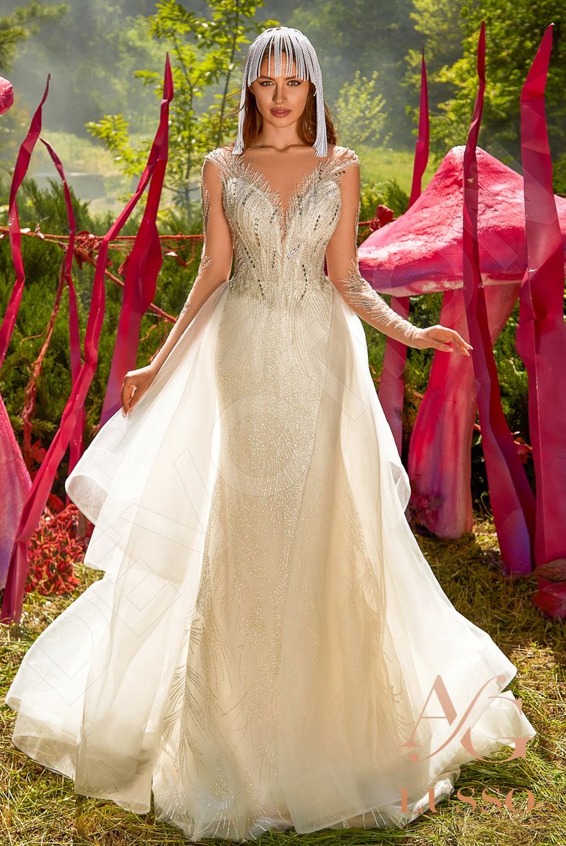 Inada Custom-Made Mermaid Illusion Neckline Wedding Dress Inada Custom-Made Mermaid Illusion Neckline Wedding Dress