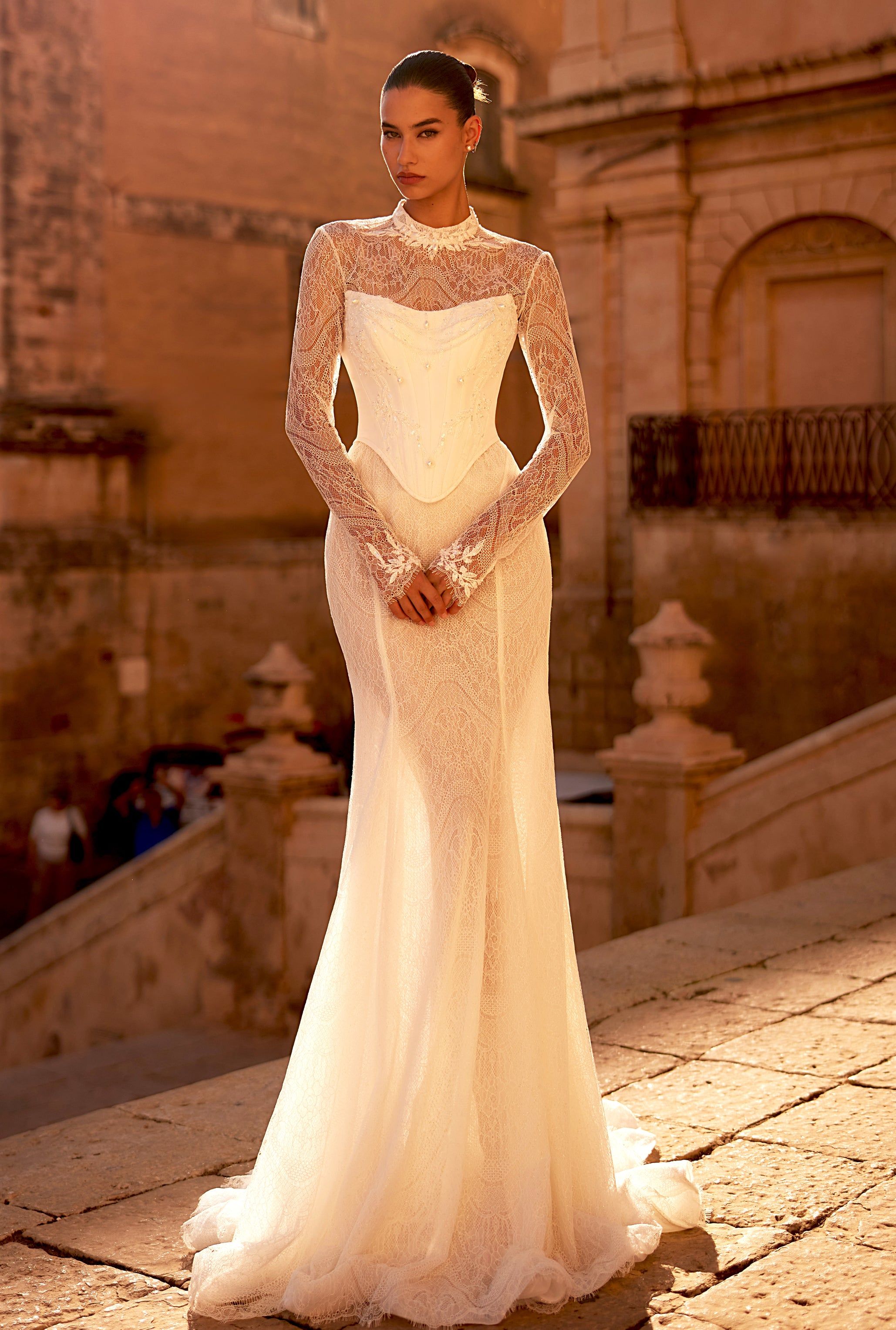 white elegant maternity dress A-line Real Made Satin Elegant Classy Slit Beach Vintage Long Wedding –  bridalsew