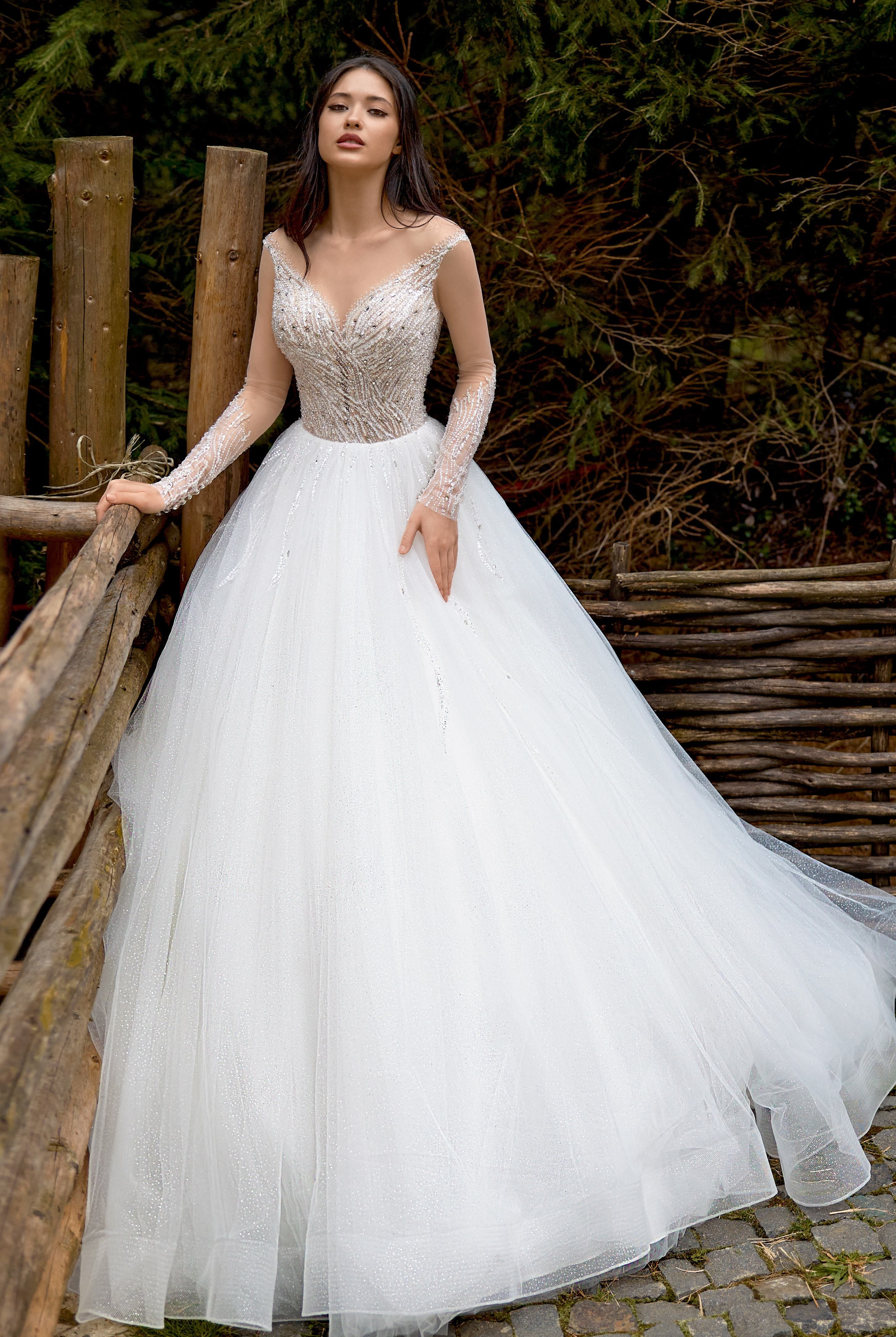 open lace back dress Customized Lace Wedding Dress Long Sleeve Off-Shoulder Princess Ball Gown  Bridal Gown