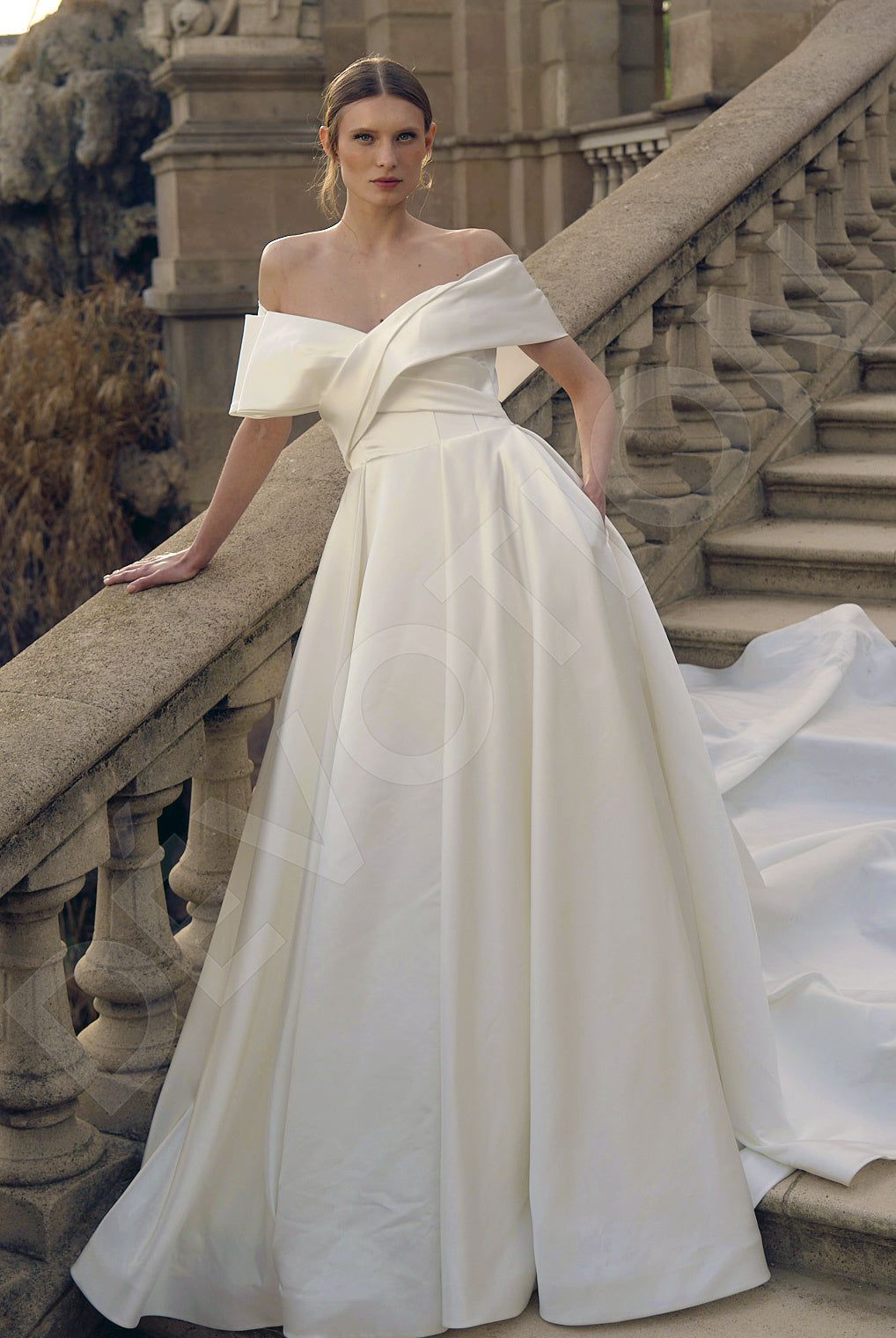 Jessica  Custom-Made A-line Off-shoulder Neckline Wedding Dress