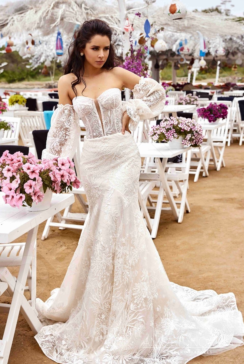 mermaid blush wedding dress Ava/ Blush Mermaid Wedding Dress