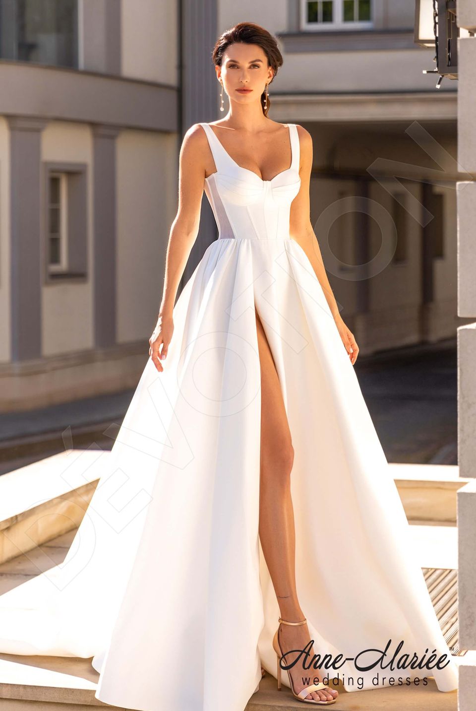 sweetheart neckline a line dress Amarra Bridal 84389 Madison Wedding Dress A Line Ballgown Sweetheart Neckline Strapless Floral Tulle Train Bridal Gown 16 / Ivory/Nude
