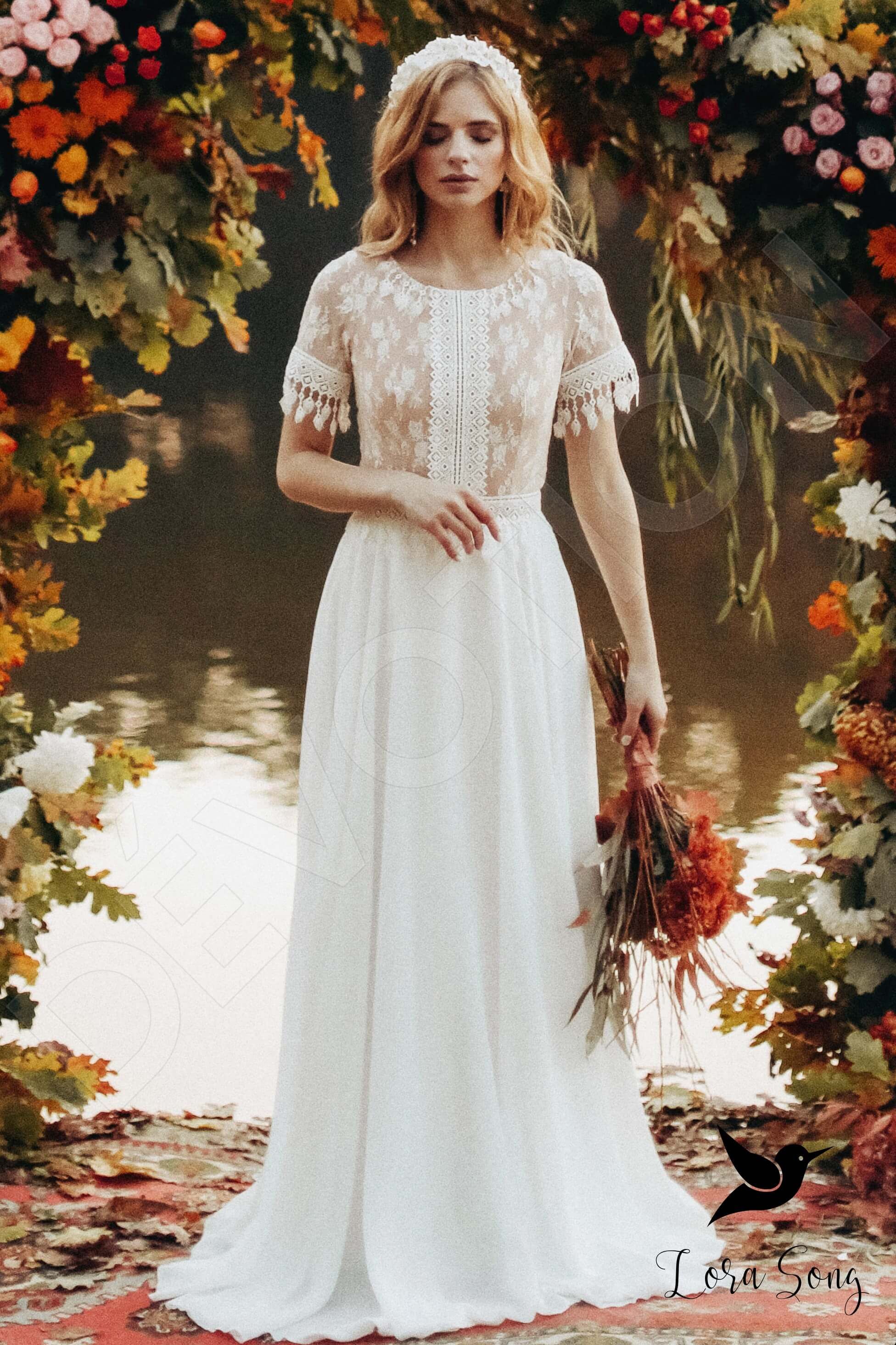 chinese dress ladies A-line Lace Long Sleeves Wedding Dress 2019 Spring Style  loveangeldress