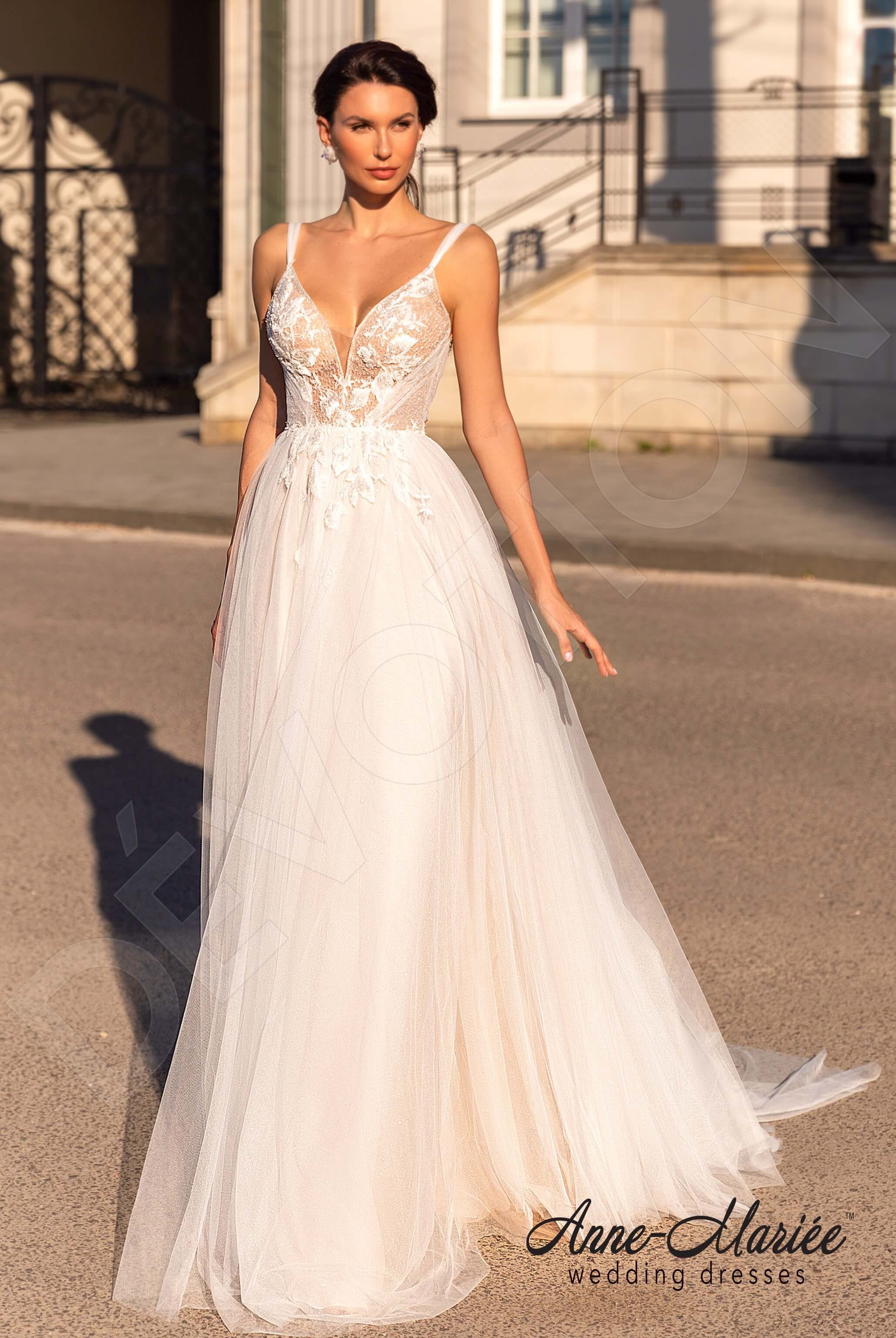 Custom-Made A-line Deep V-neck Wedding Dress  $2,400 | Devotion Dresses