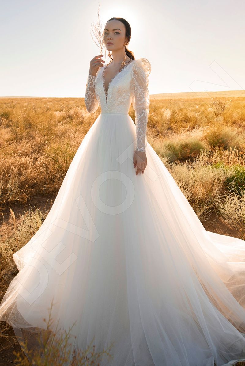 Larnes Custom-Made A-line Illusion Neckline Wedding Dress Larnes Custom-Made A-line Illusion Neckline Wedding Dress